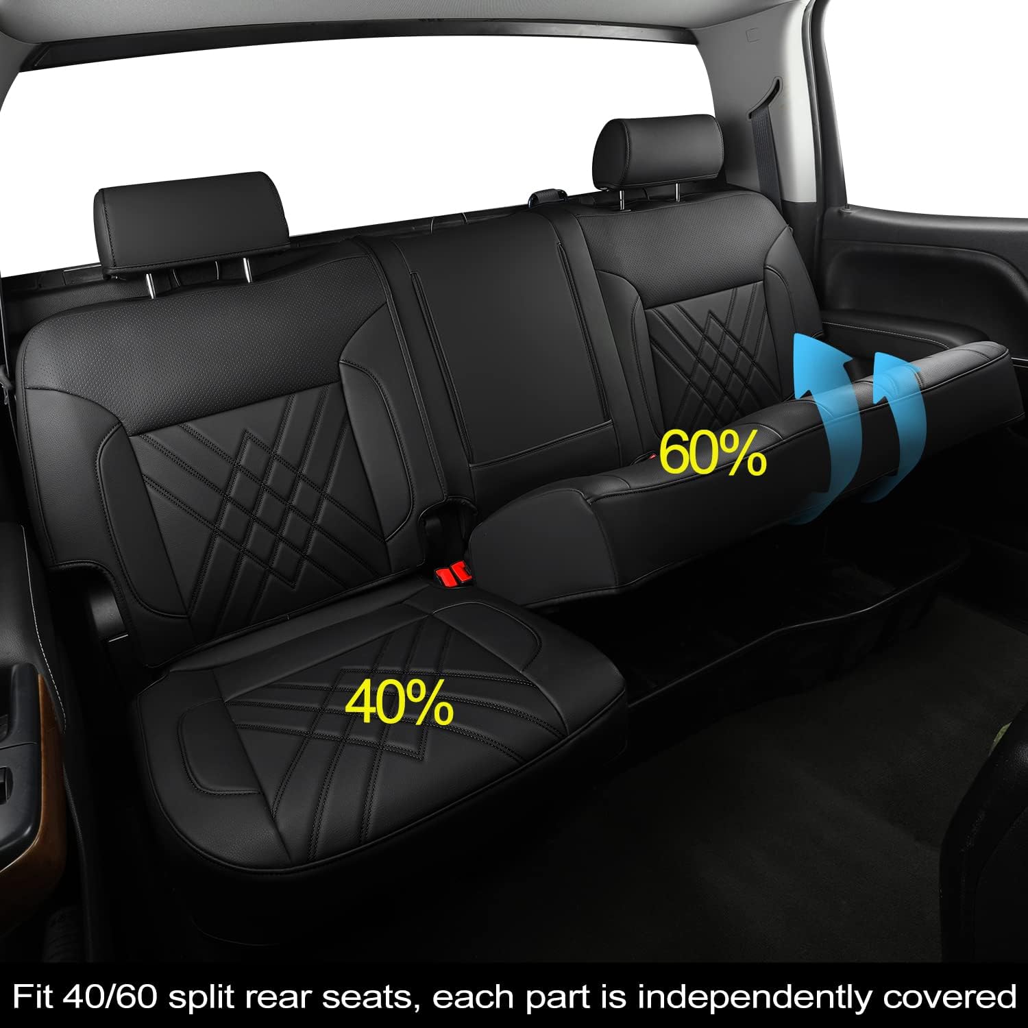 LUCKYMAN CLUB Chevy Silverado Leather truck Seat Covers 2014-2018 For1500&2500&3500HD Custom-made all-enveloped, all-season, waterproof leather