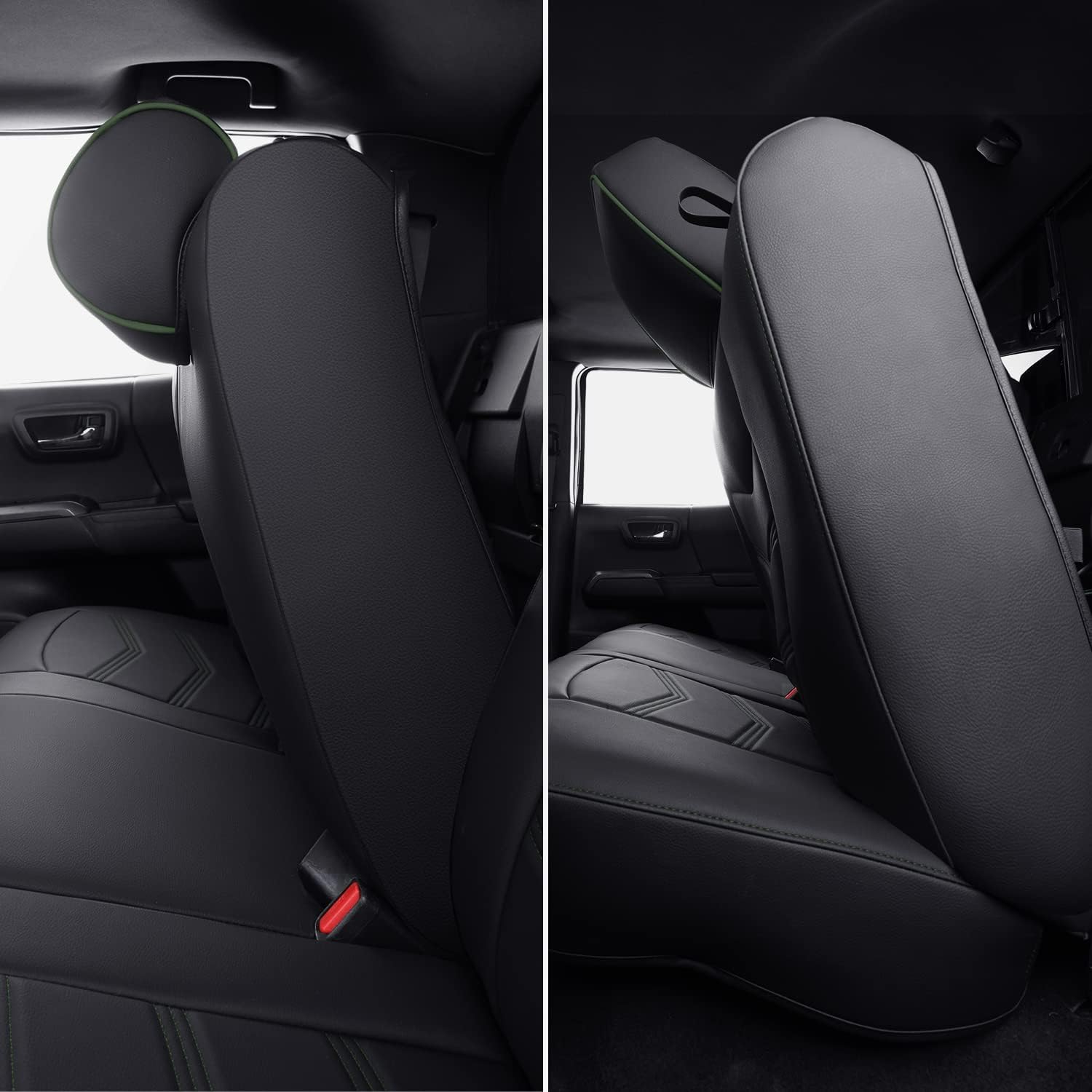 LUCKYMAN CLUB 2005-2025 Tacoma Seat Covers Full Set Waterproof leather for Tacoma Double/Crew Cab SR SR5 TRD Sport TRD Off-Road PreRunner Trims, with Waterproof Faux Leather All-enveloping, four seasons general, wear-resistant and scratch-resistant