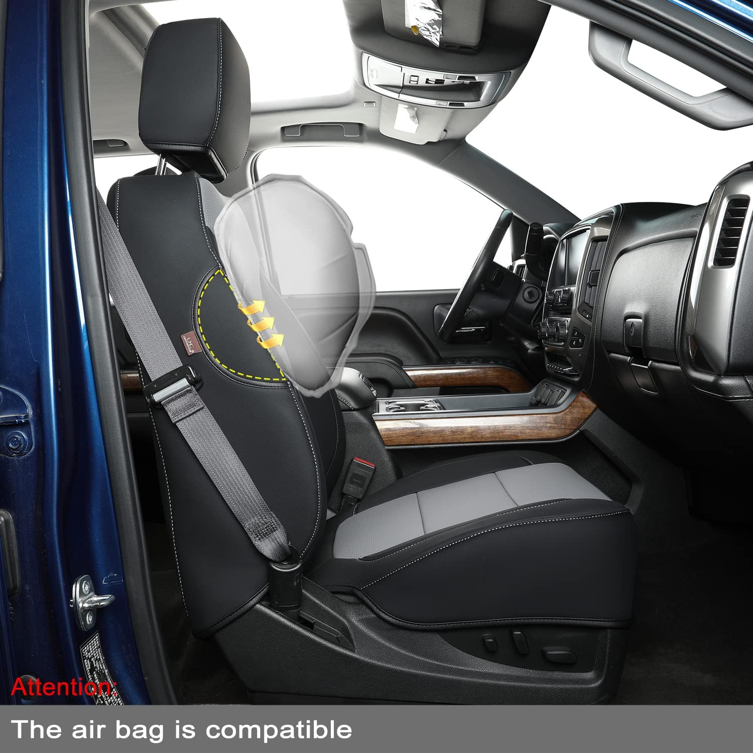 LUCKYMAN CLUB Custom Silverado Seat Covers 2007-2025 Chevrolet Silverado Sierra 1500/2500HD/3500HD crew, all-covered seat covers,dual, extended cab, waterproof leather, , all seasons