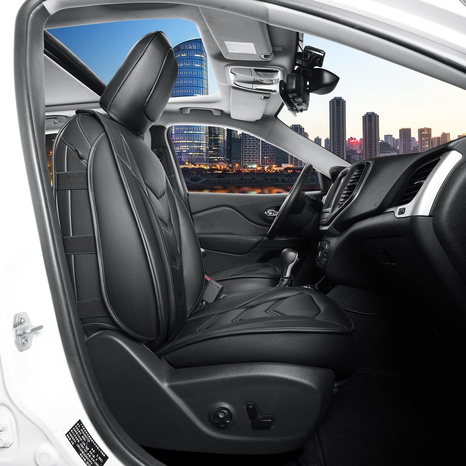 LUCKYMAN CLUB Jeep Cherokee Custom Seat Covers Fit 2014 2015 2016 2017 2018 2019 2020 2021 2022 2023 2024 2025 years Cushions with Waterproof Faux Leather Car Accessories