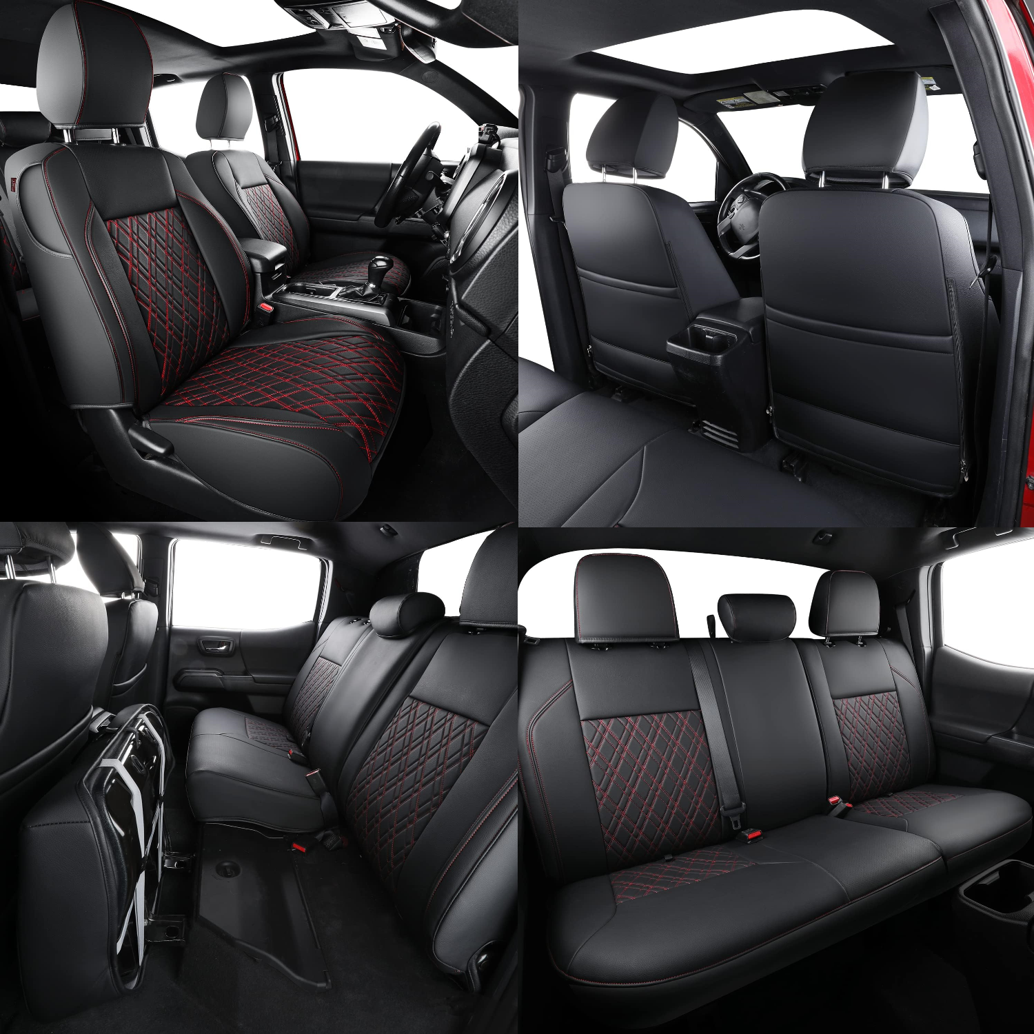 LUCKYMAN CLUB Tacoma Seat Covers, Fit for 2016-2025 Tacoma Crew Double Cab SR SR5 TRD Sport TRD Off-Road TRD PRO and SR SR5 TRD Sport TRD Off-Road TRD PRO Limited with Water Proof Faux Leather
