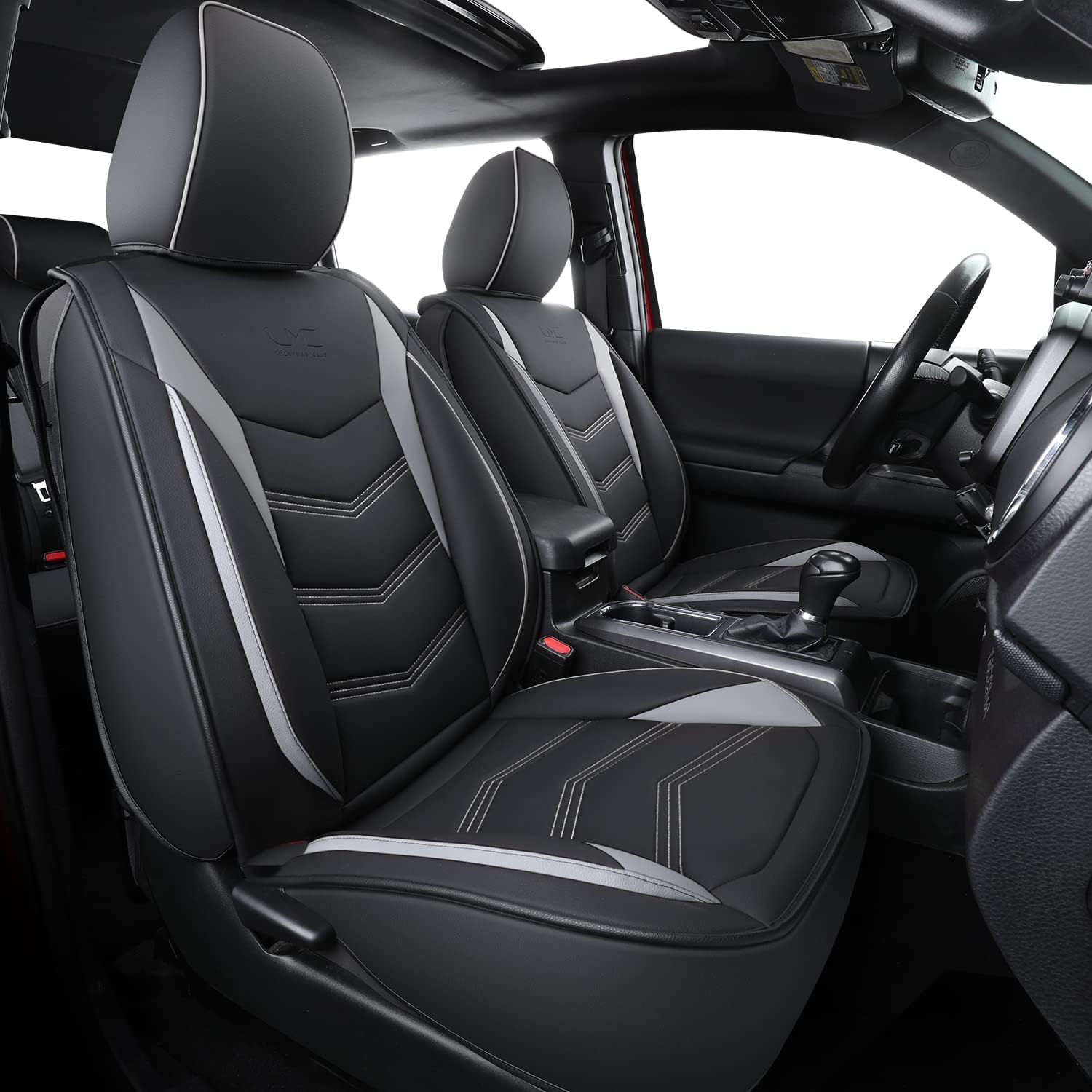 LUCKYMAN CLUB 2005-2025 Tacoma Seat Covers Full Set Waterproof leather for Tacoma Double/Crew Cab SR SR5 TRD Sport TRD Off-Road PreRunner Trims, with Waterproof Faux Leather All-enveloping, four seasons general, wear-resistant and scratch-resistant