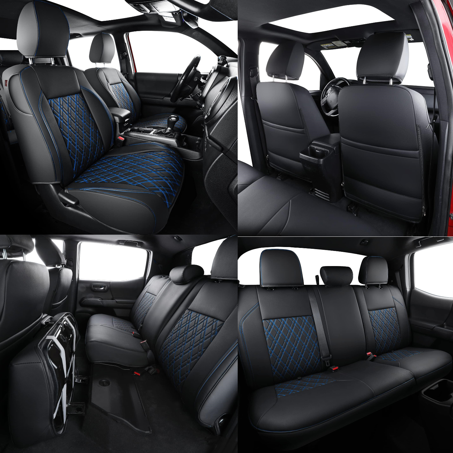 LUCKYMAN CLUB Tacoma Seat Covers, Fit for 2016-2025 Tacoma Crew Double Cab SR SR5 TRD Sport TRD Off-Road TRD PRO and SR SR5 TRD Sport TRD Off-Road TRD PRO Limited with Water Proof Faux Leather