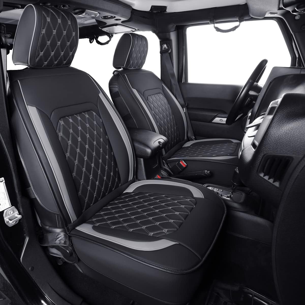 LUCKYMAN KLUBO Jeep Wrangler JK JL Antaŭaj Seĝaj Kovriloj Propra Fit 2/4 Pordo 2007-2024 Senlima Rubikono 392 Sahara Willys Sport Alta Altitudo Kamiono Kamiono Akvorezista Ledo