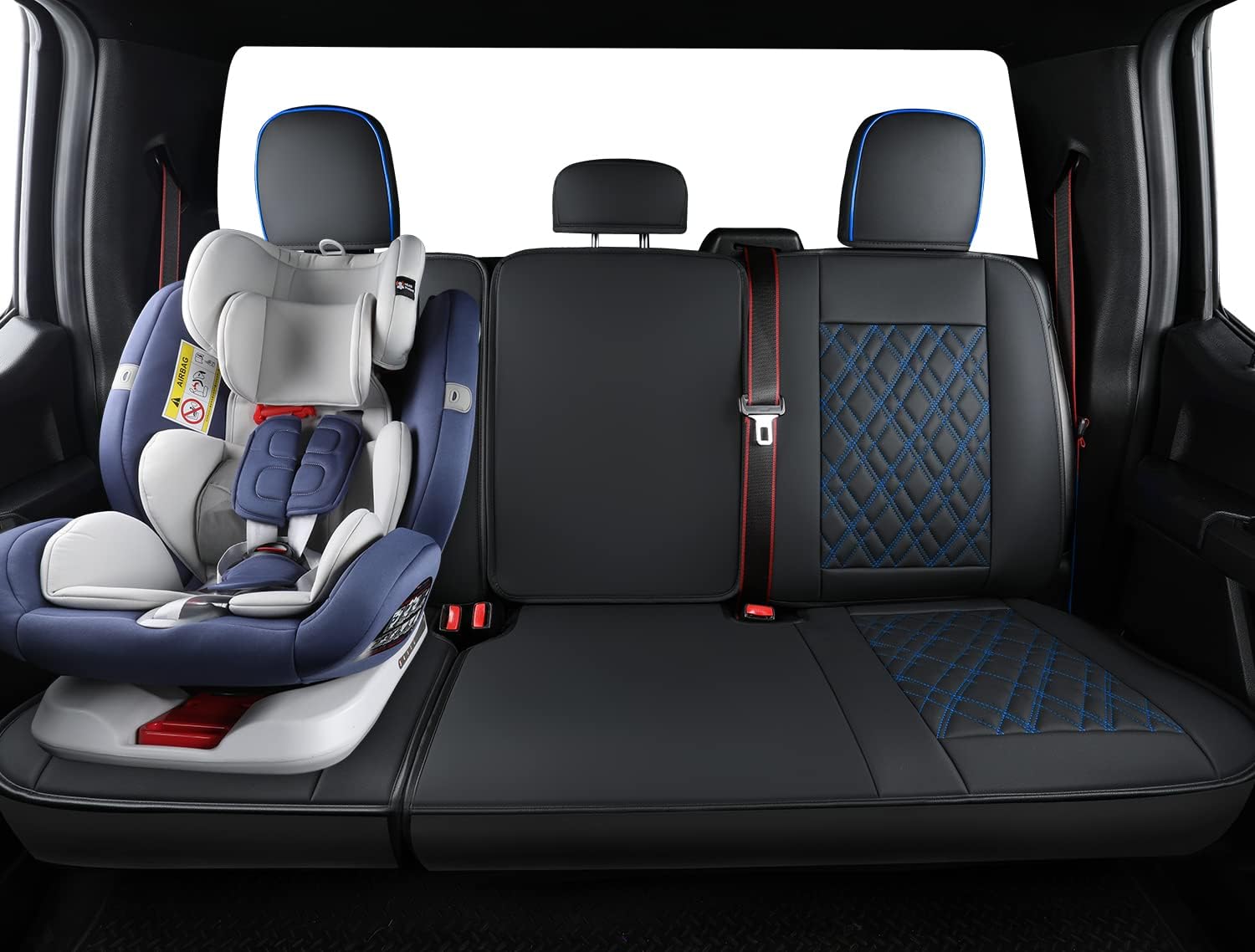 LUCKYMAN CLUB Ford F150 seat covers Fit 2009-2025 F150 SuperCrew and 2017-2025 F250 F350 F450 Crew Cab With armrest box cushion, all seasons, waterproof leather cushions