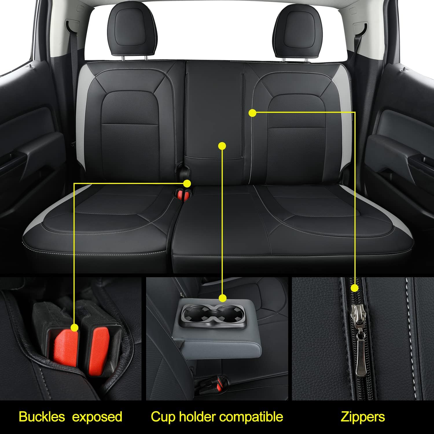 LUCKYMAN CLUB Chevy Colorado Seat Covers Full Set,fit for 2015-2025 Colorado Canyon Crew Cab Z71 LT ZR2 Work Truck with Water Proof Faux Leather