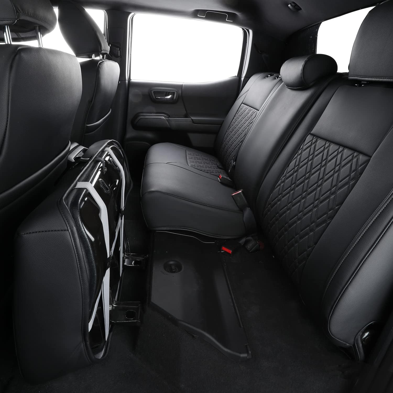 LUCKYMAN CLUB Tacoma Seat Covers, Fit for 2016-2025 Tacoma Crew Double Cab SR SR5 TRD Sport TRD Off-Road TRD PRO and SR SR5 TRD Sport TRD Off-Road TRD PRO Limited with Water Proof Faux Leather