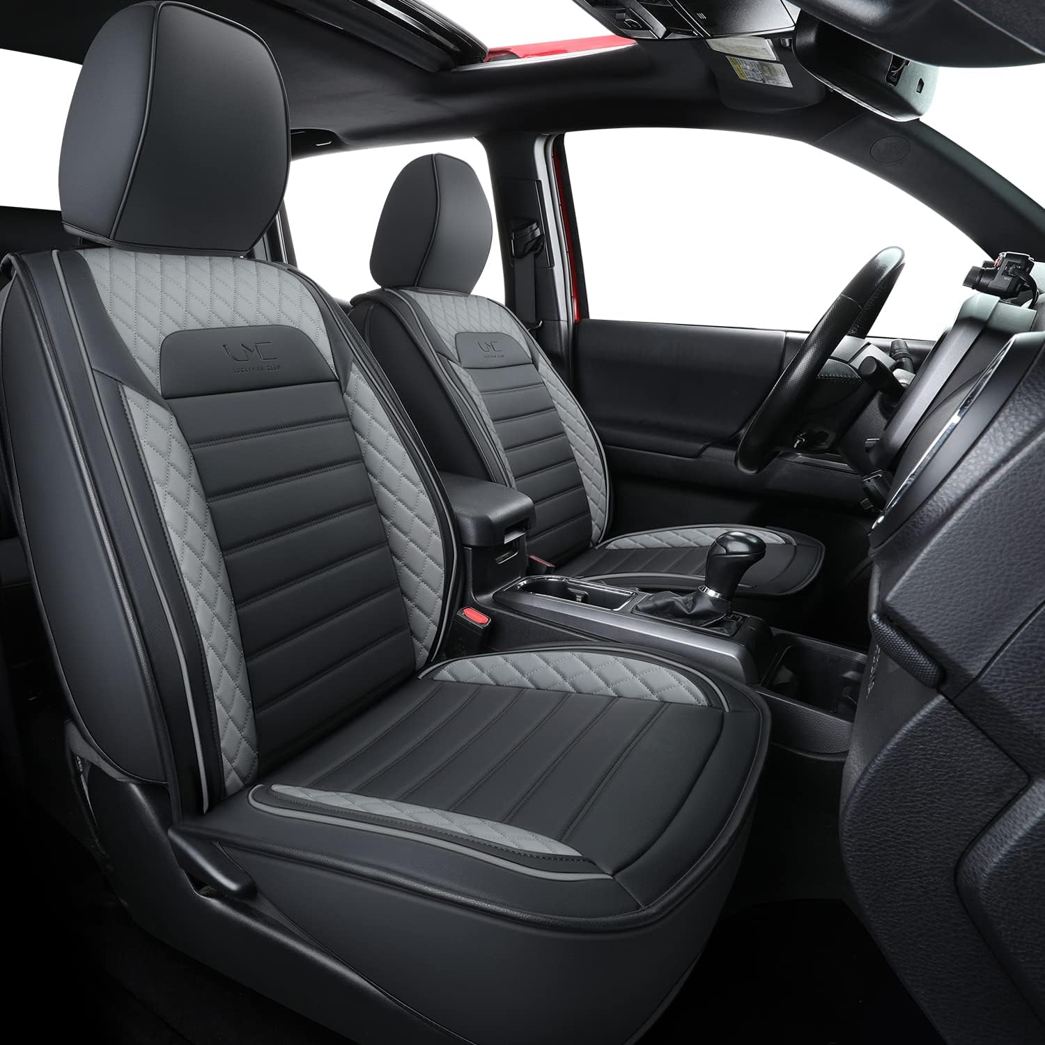 LUCKYMAN CLUB Tacoma Seat Covers, Fit for 2005-2025 Tacoma Crew Cab/Double Cab SR SR5 TRD Sport TRD Off-Road PreRunner with Water Proof Faux Leather