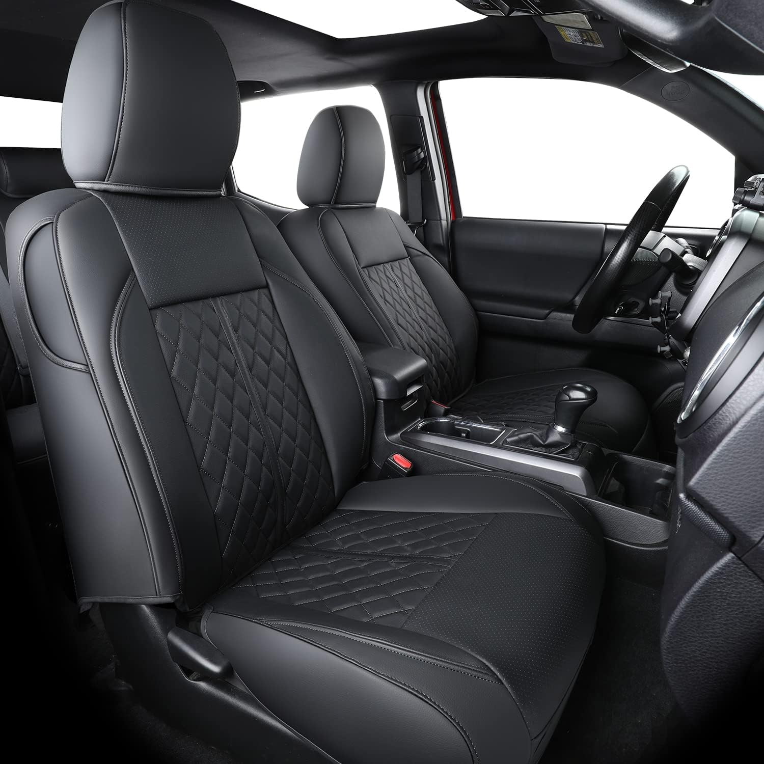LUCKYMAN CLUB Tacoma Seat Covers Fit for 2016-2025 Tacoma Crew Cab/Double Cab with Water Proof Faux Leather