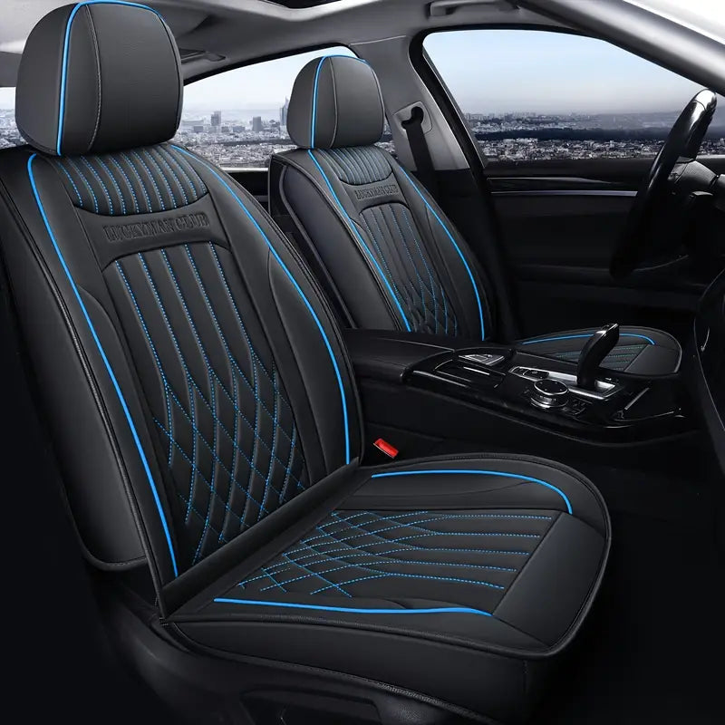 LUCKYMAN CLUB Full set of faux leather 5-seat sedans car seat covers for most cars, SUVs, sedans and pickup trucks, car faux leather cushion covers as Elentra Sonata Tucson Chevy Equinox Vw CRV Mazda6