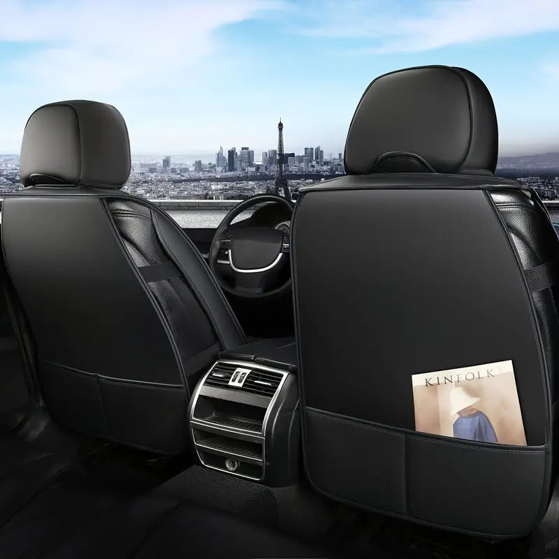 LUCKYMAN CLUB Full set of faux leather 5-seat sedans car seat covers for most cars, SUVs, sedans and pickup trucks, car faux leather cushion covers as Elentra Sonata Tucson Chevy Equinox Vw CRV Mazda6