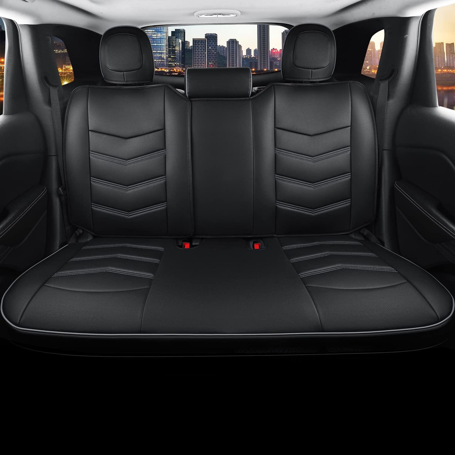 LUCKYMAN CLUB Jeep Cherokee Custom Seat Covers Fit 2014 2015 2016 2017 2018 2019 2020 2021 2022 2023 2024 2025 years Cushions with Waterproof Faux Leather Car Accessories