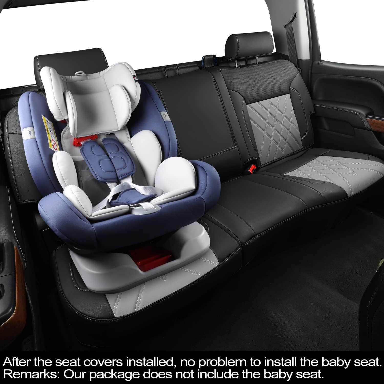 LUCKYMAN CLUB Chevy Silverado Leather truck Seat Covers 2014-2018 For1500&2500&3500HD Custom-made all-enveloped, all-season, waterproof leather