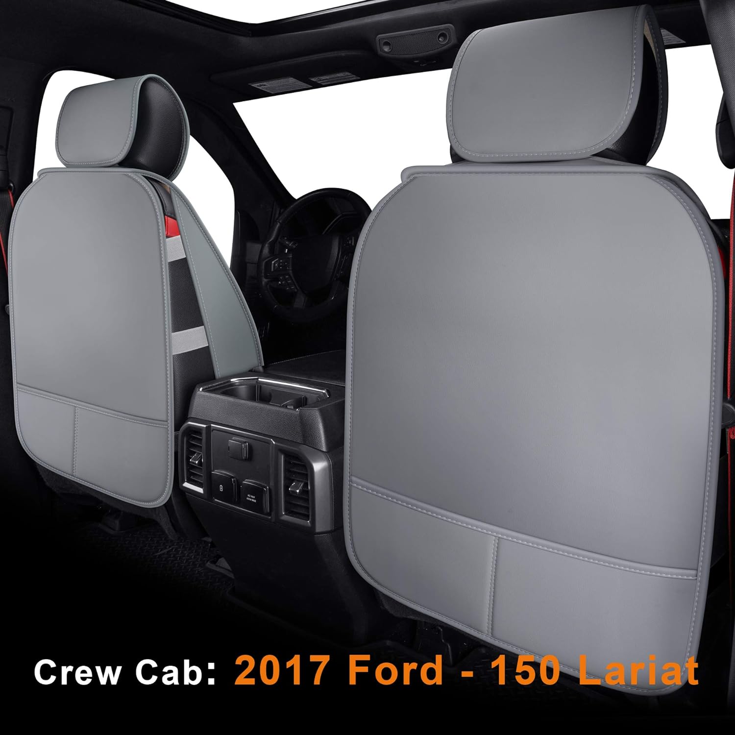 LUCKYMAN CLUB Seat Covers fit for Ford F150 Crew Cab from 2015 to 2025 and fit for F250 F350 F450 Crew Cab from 2017 to 2025 with Faux Leather