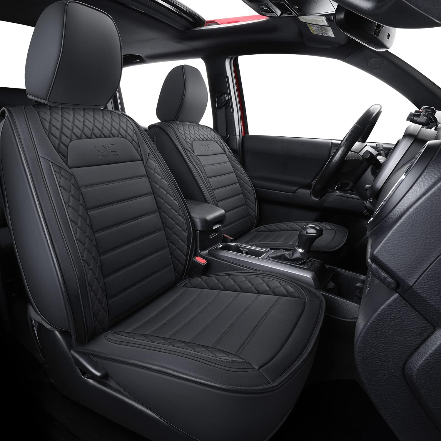 LUCKYMAN CLUB Tacoma Seat Covers, Fit for 2005-2025 Tacoma Crew Cab/Double Cab SR SR5 TRD Sport TRD Off-Road PreRunner with Water Proof Faux Leather