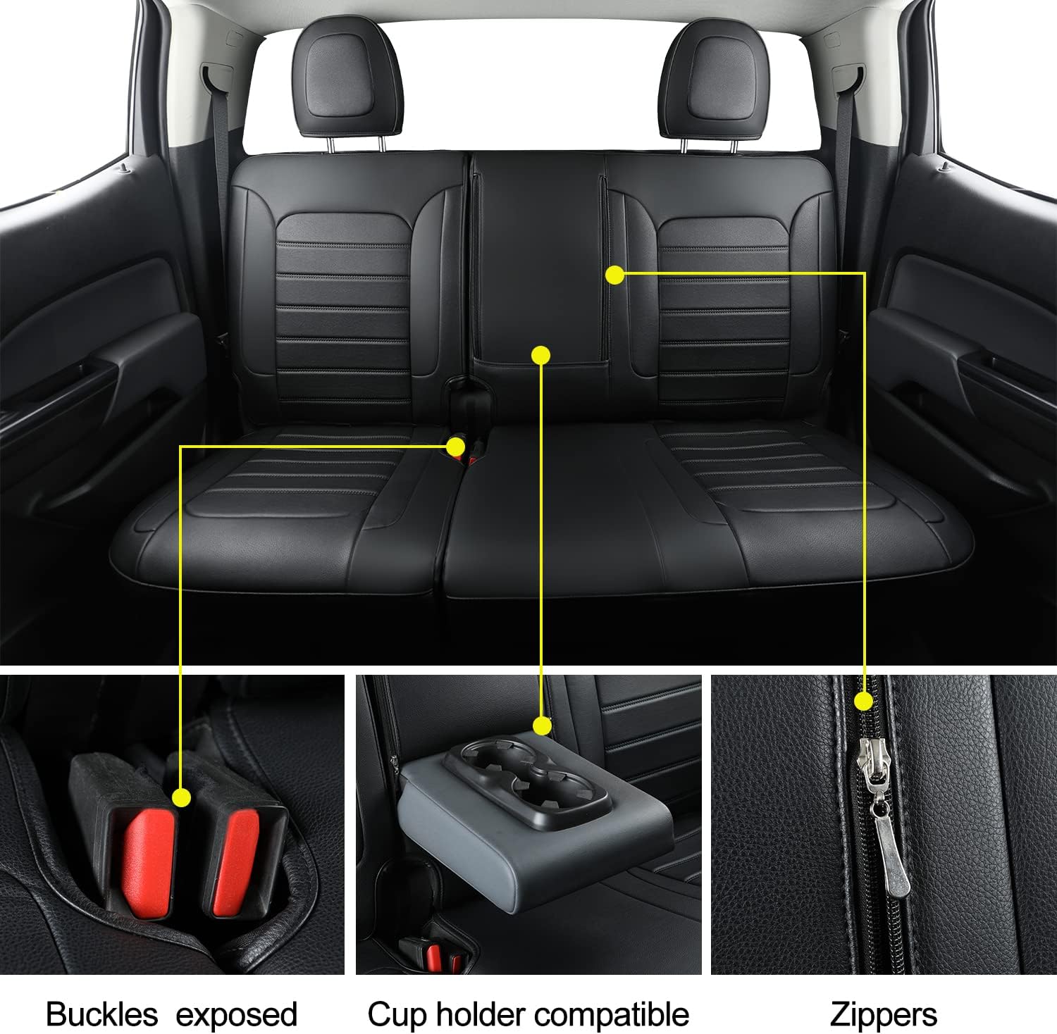 LUCKYMAN CLUB Colorado Seat Covers suitable for Chevrolet 2015-2025 Colorado Canyon cab Z71 LT ZR2 work truck and 2015-2024 GMC Canyon fully enclosed seat cover with waterproof faux leather