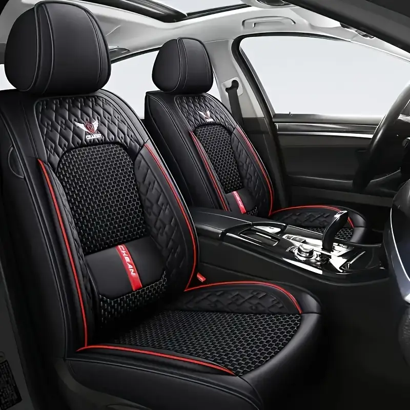 LUCKYMAN CLUB Leather Car Seat Covers Full Set,Universal Fit for Most Cars,SUV,Sedans and Pick-up Trucks,Automotive Vehicle Faux Leather Cushion Covers for 5 Passenger Cars