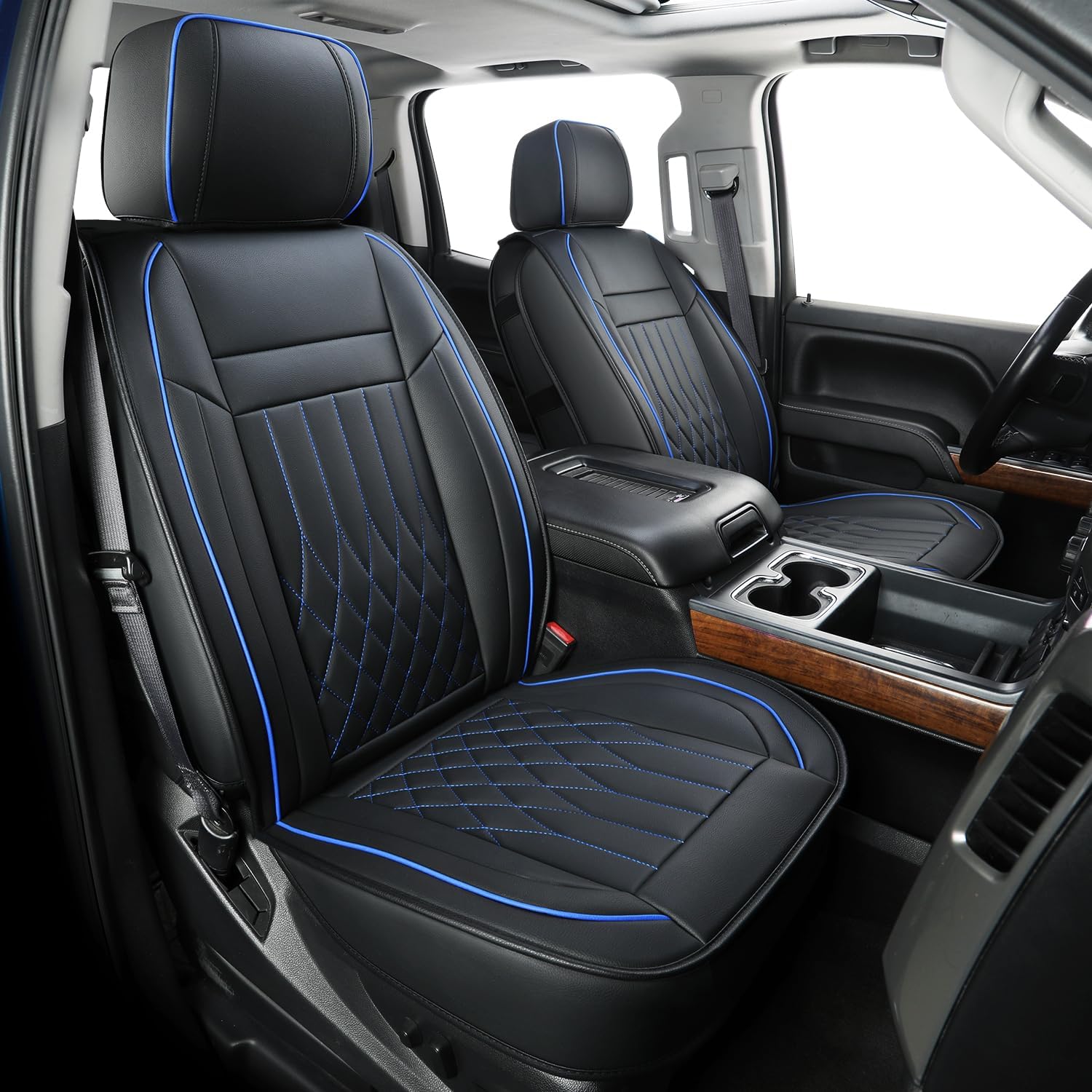 LUCKYMAN CLUB Silverado Faux Leather Seat Covers, Fit for 2014-2025 Chevy Silverado GMC Sierra 1500 and 2020-2024 2500HD 3500HD Crew Cab