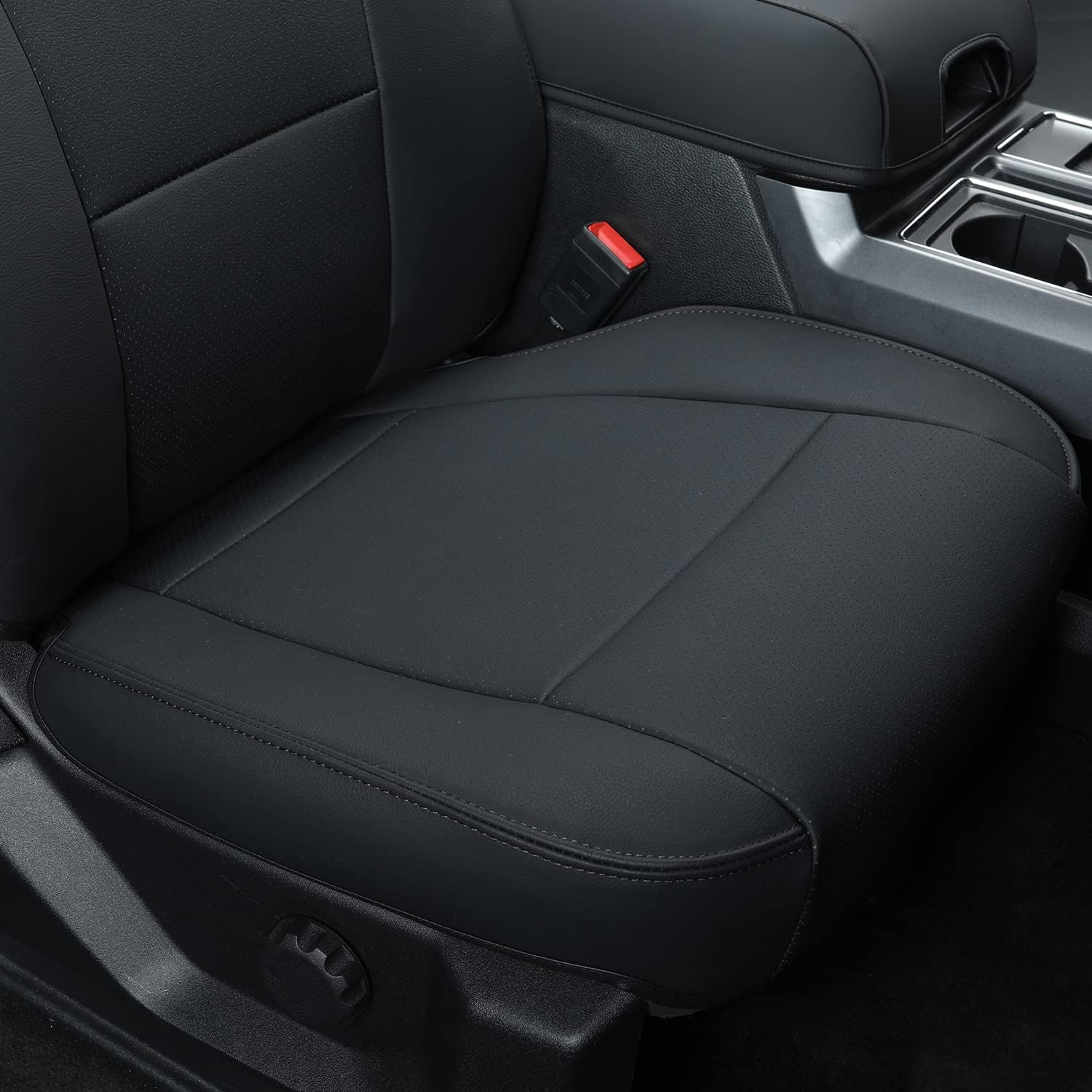 LUCKYMANCLUB F150 Faux-ledaj Sidlokoj, Propre konvenaj 2015-2024 Ford F150 SuperCrew, kaj 2017-2024 F250 F350 F450 Super Duty Crew Cab