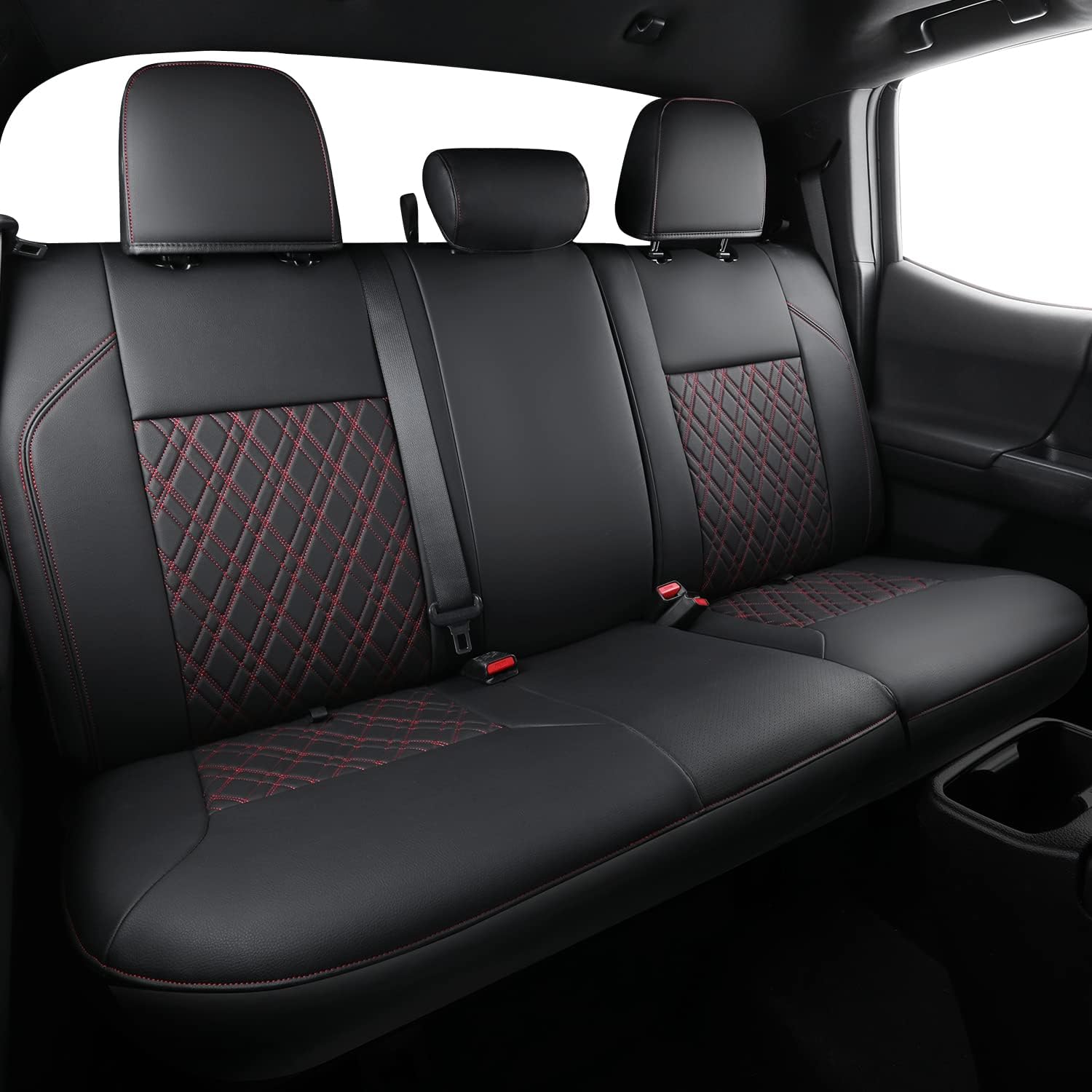 LUCKYMAN CLUB Tacoma Seat Covers, Fit for 2016-2025 Tacoma Crew Double Cab SR SR5 TRD Sport TRD Off-Road TRD PRO and SR SR5 TRD Sport TRD Off-Road TRD PRO Limited with Water Proof Faux Leather