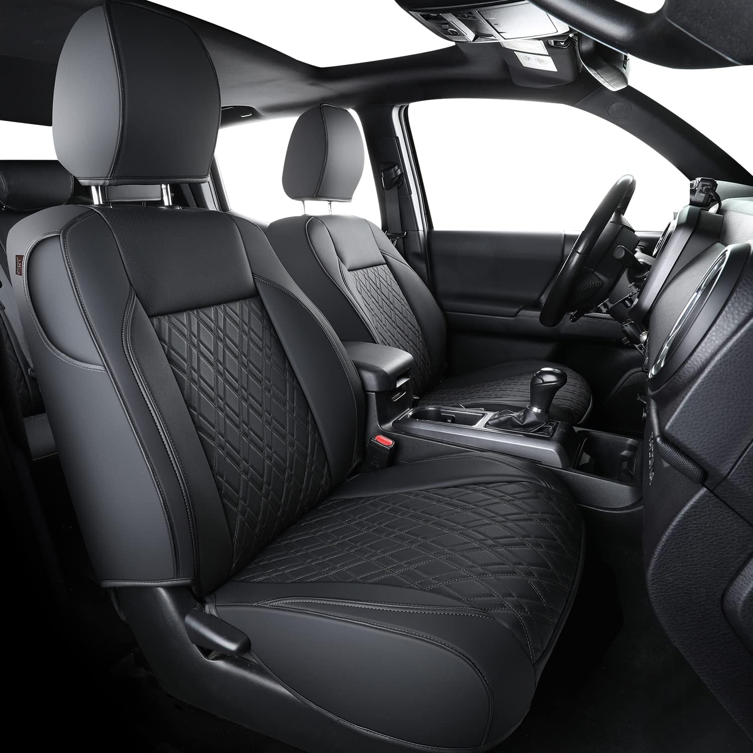 LUCKYMAN CLUB Tacoma Seat Covers, Fit for 2016-2025 Tacoma Crew Double Cab SR SR5 TRD Sport TRD Off-Road TRD PRO and SR SR5 TRD Sport TRD Off-Road TRD PRO Limited with Water Proof Faux Leather