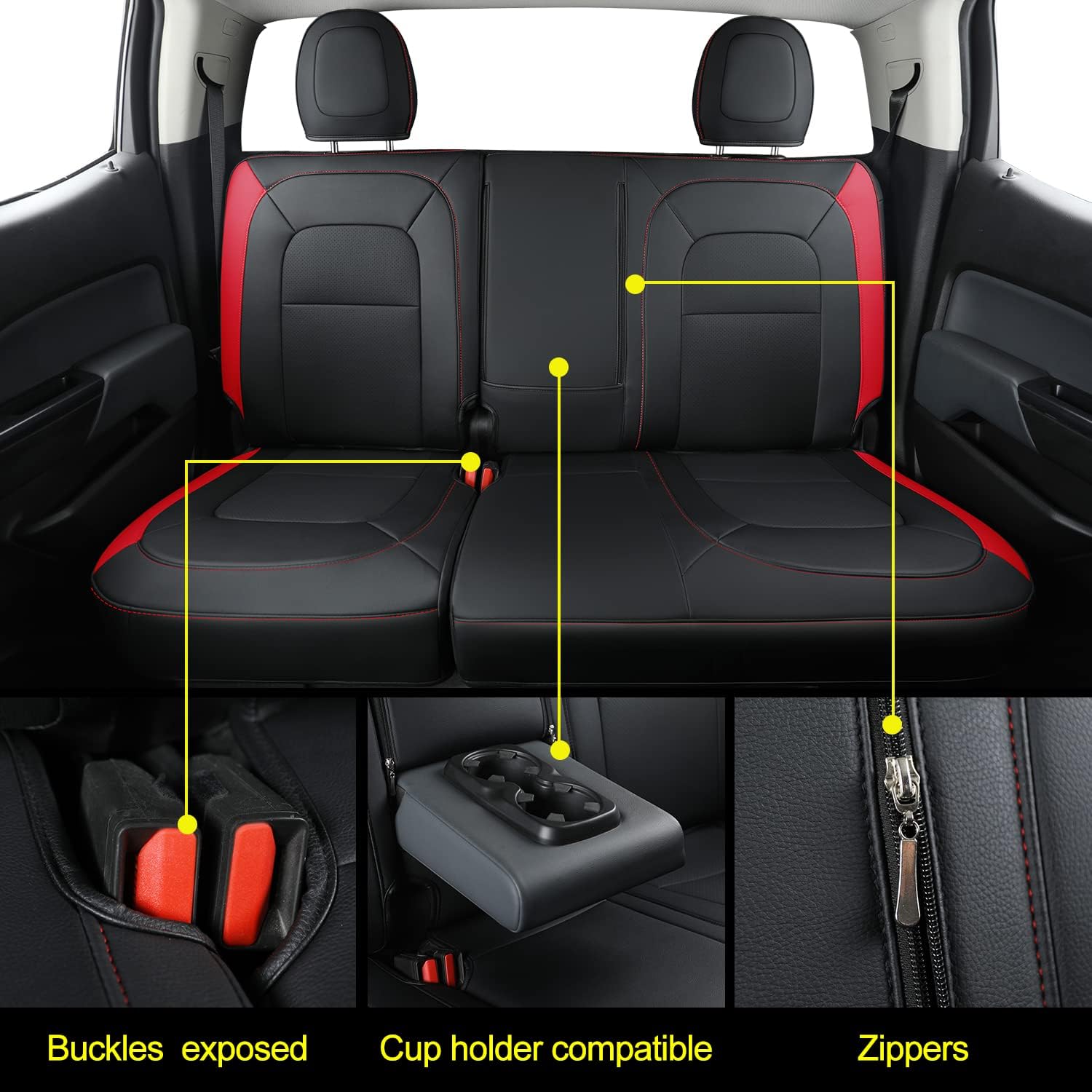 LUCKYMAN CLUB Chevy Colorado Seat Covers Full Set,fit for 2015-2025 Colorado Canyon Crew Cab Z71 LT ZR2 Work Truck with Water Proof Faux Leather