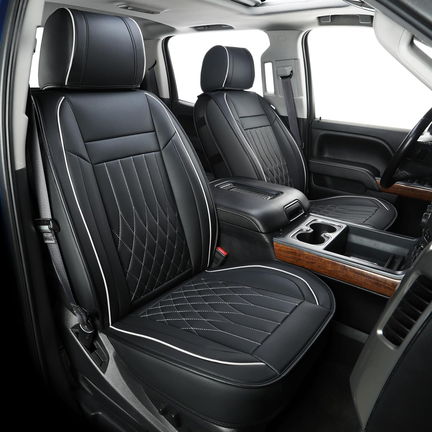 LUCKYMAN CLUB Silverado Faux Leather Seat Covers, Fit for 2014-2025 Chevy Silverado GMC Sierra 1500 and 2020-2024 2500HD 3500HD Crew Cab