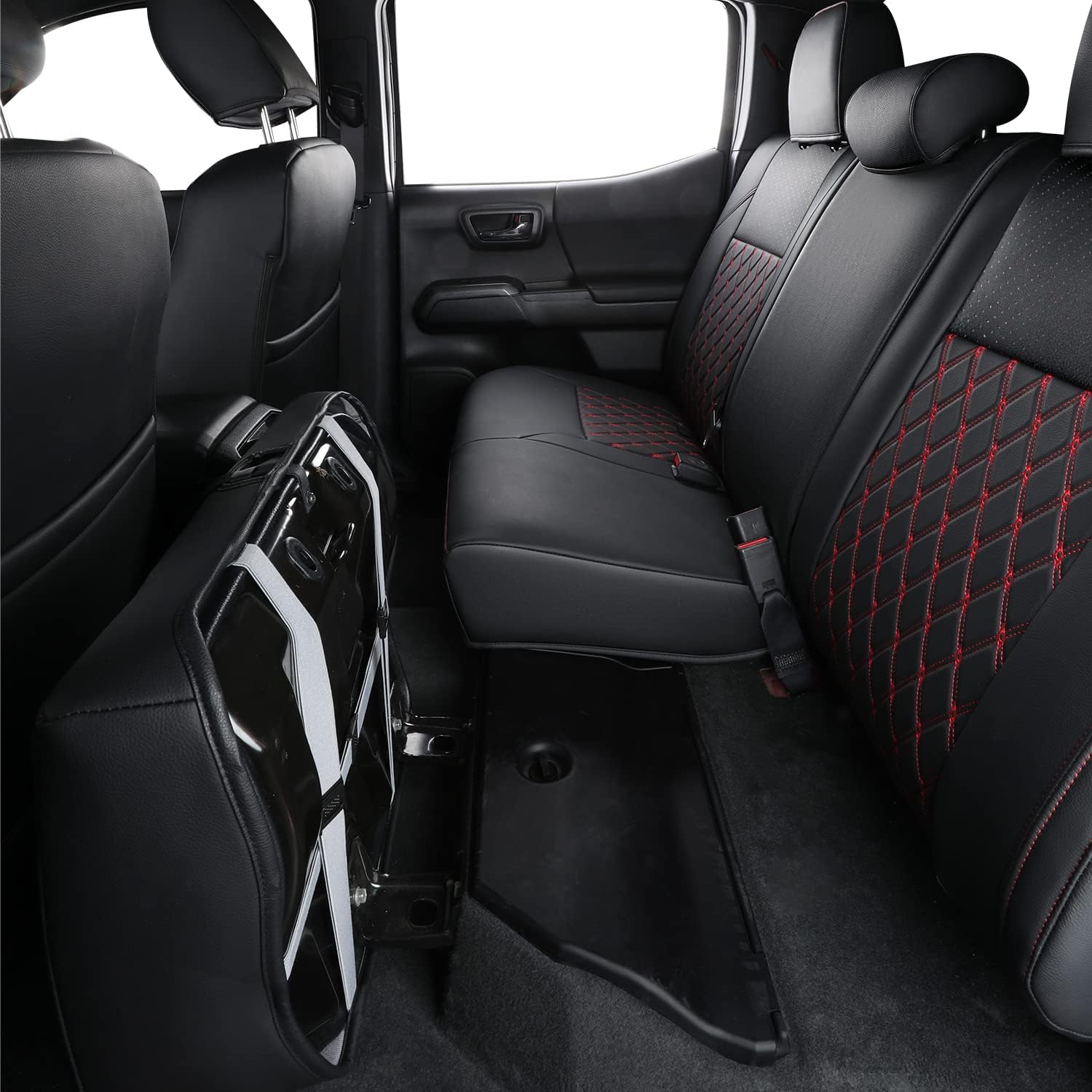 LUCKYMAN CLUB Tacoma Full-Set Seat Covers Fit Tacoma 2016 2017 2018 2019 2020 2021 2022 2023 Double/Crew Cab Only, with Faux Leather