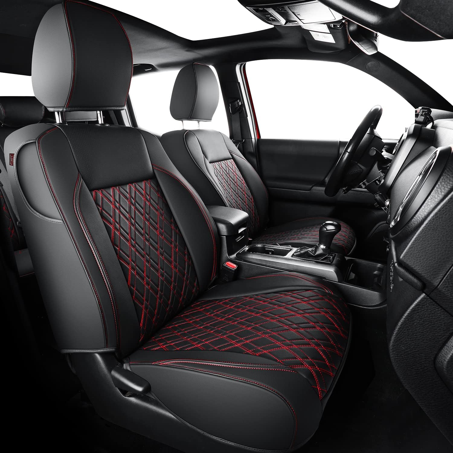 LUCKYMAN CLUB Tacoma Seat Covers, Fit for 2016-2025 Tacoma Crew Double Cab SR SR5 TRD Sport TRD Off-Road TRD PRO and SR SR5 TRD Sport TRD Off-Road TRD PRO Limited with Water Proof Faux Leather