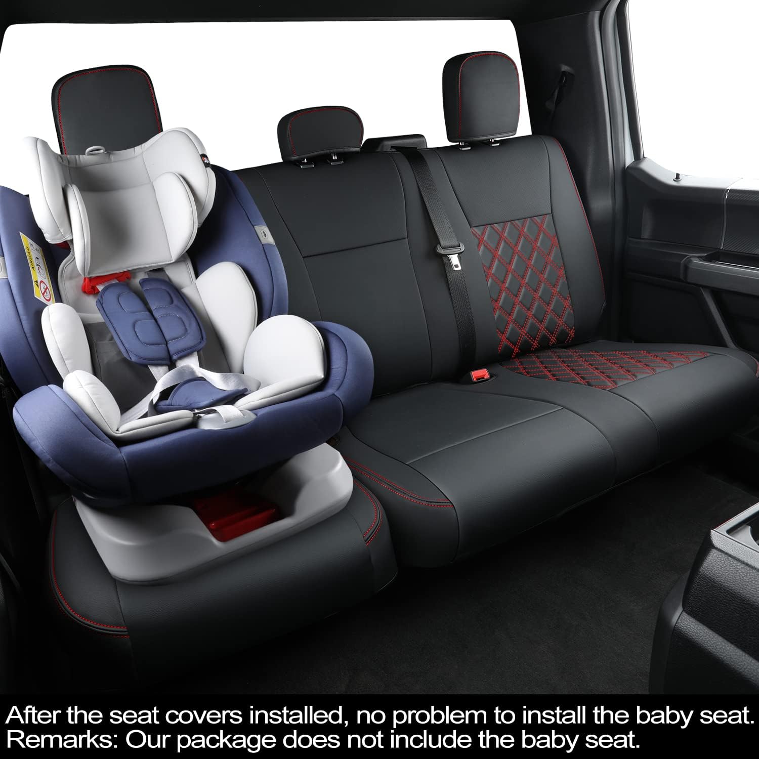 LUCKYMAN CLUB F150 SuperCrew 2009-2025 Custom Pickup Car Truck Seat Covers XLT, Waterproof Faux Leather, Full Coverage, Also Fit 2010-2025 F250/F350/F450