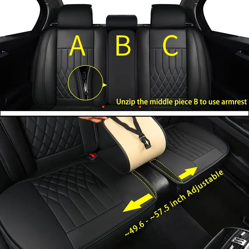 LUCKYMAN CLUB Full set of faux leather 5-seat sedans car seat covers for most cars, SUVs, sedans and pickup trucks, car faux leather cushion covers as Elentra Sonata Tucson Chevy Equinox Vw CRV Mazda6