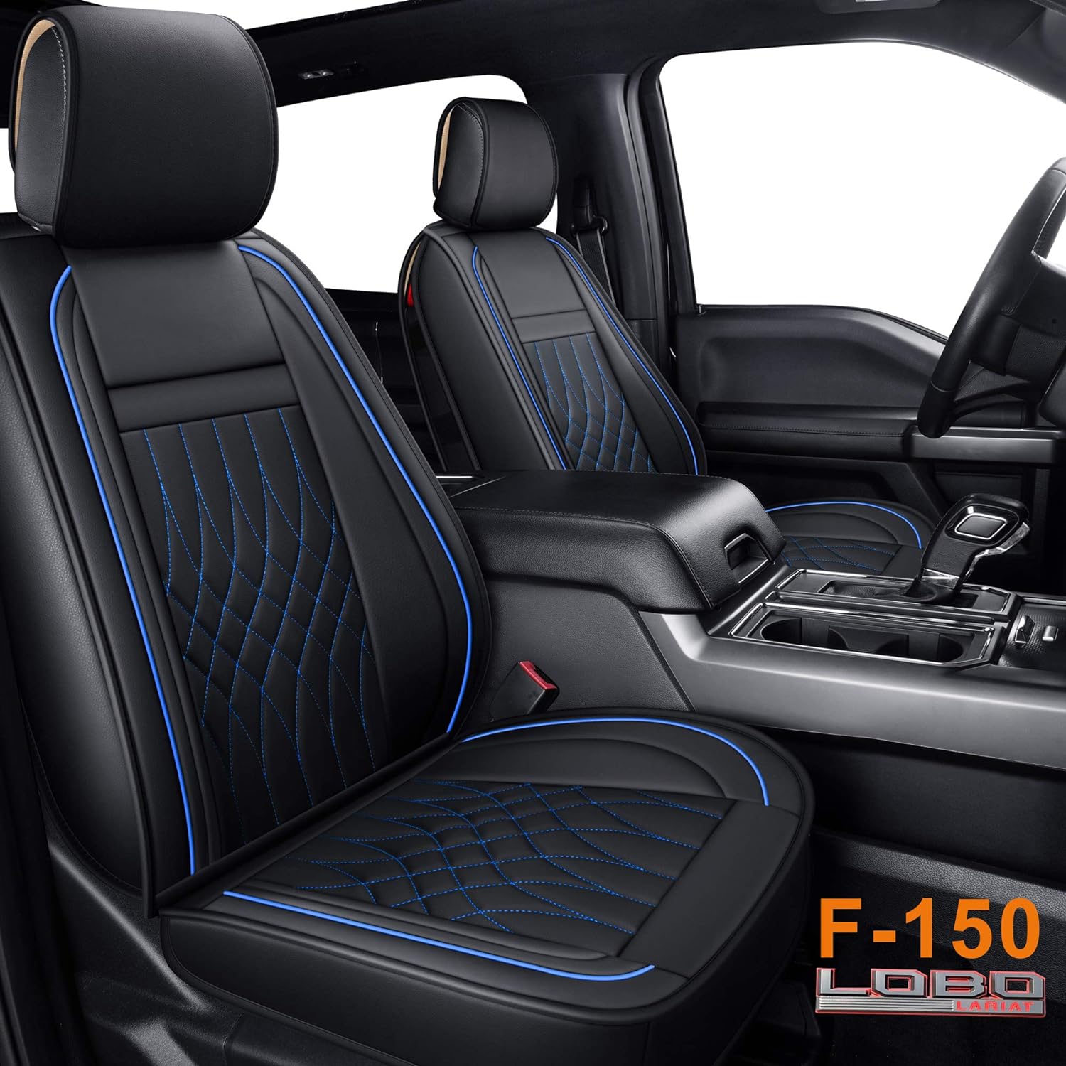 LUCKYMAN CLUB  Seat Covers fit for Ford F150 Crew Cab from 2015 to 2025 and fit for F250 F350 F450 Crew Cab from 2017 to 2025 with Faux Leather