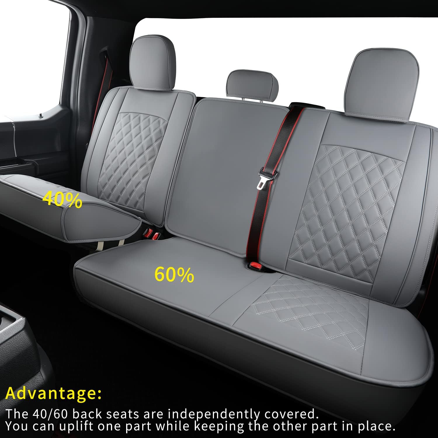 LUCKYMAN CLUB F150 Fauxledaj Sidlokoj Konvenaj por 2015-2024 F150 SuperCrew kaj 2017-2024 F250 F350 F450 Super Duty Crew Cab Pickup Trucks