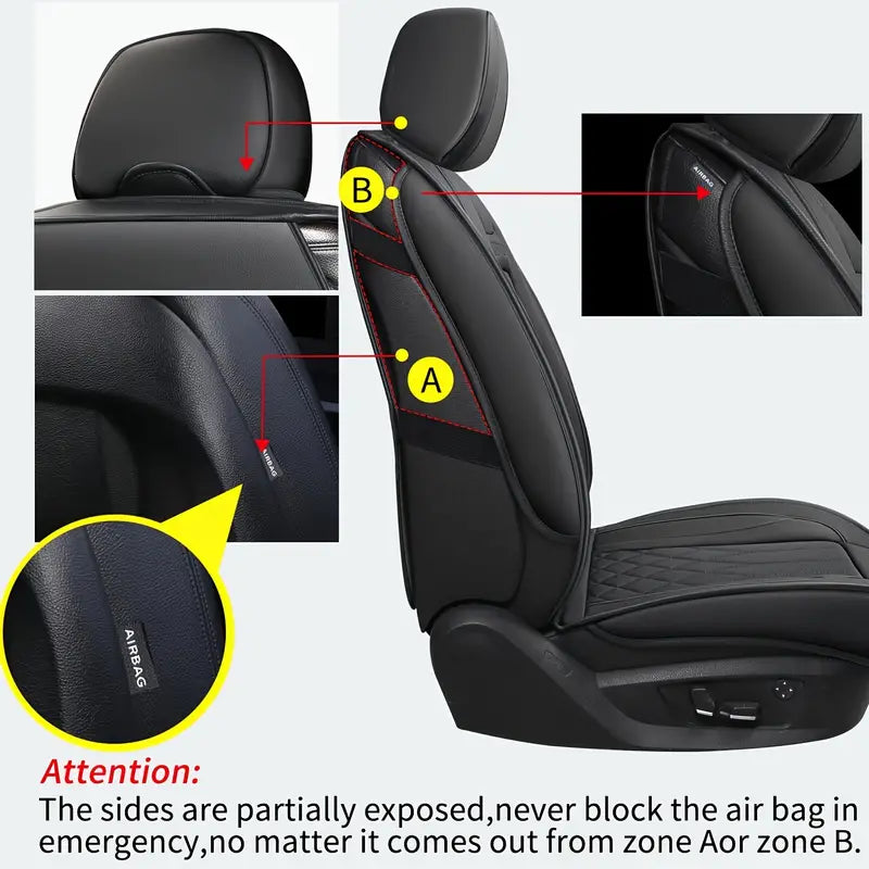 LUCKYMAN CLUB Full set of faux leather 5-seat sedans car seat covers for most cars, SUVs, sedans and pickup trucks, car faux leather cushion covers as Elentra Sonata Tucson Chevy Equinox Vw CRV Mazda6