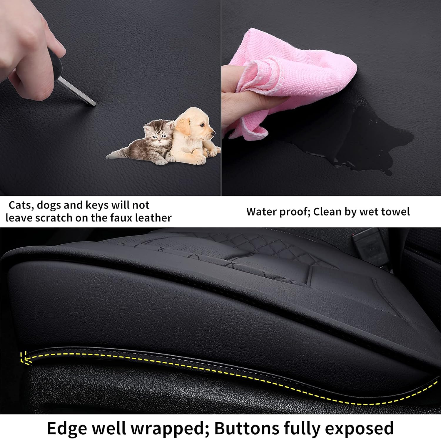 LUCKYMAN CLUB Silverado Sidlokovriloj, Konvenaj por 2019-2023 Chevy Silverado GMC Sierra 1500 kaj 2020-2023 2500HD 3500HD Skipkabina Akvo Prova Imita Ledo