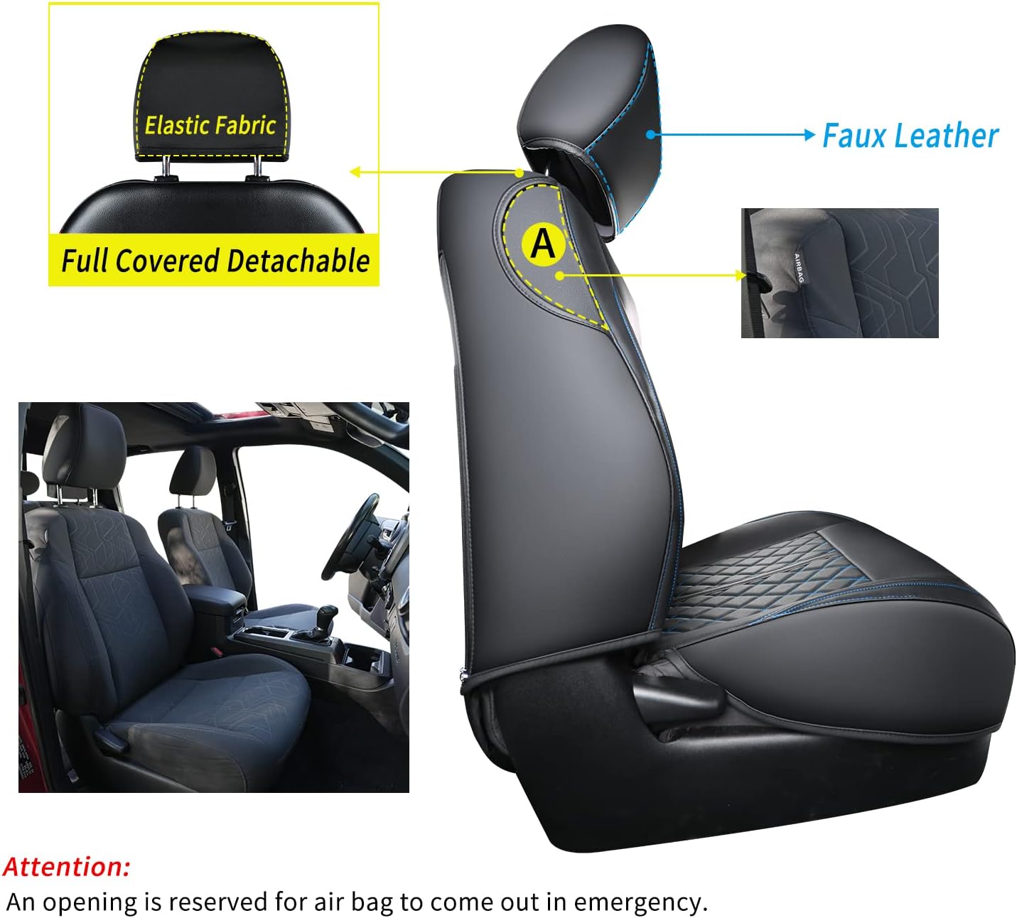 LUCKYMAN CLUB Tacoma Seat Covers Fit for 2016-2025 Tacoma Crew Cab/Double Cab with Water Proof Faux Leather