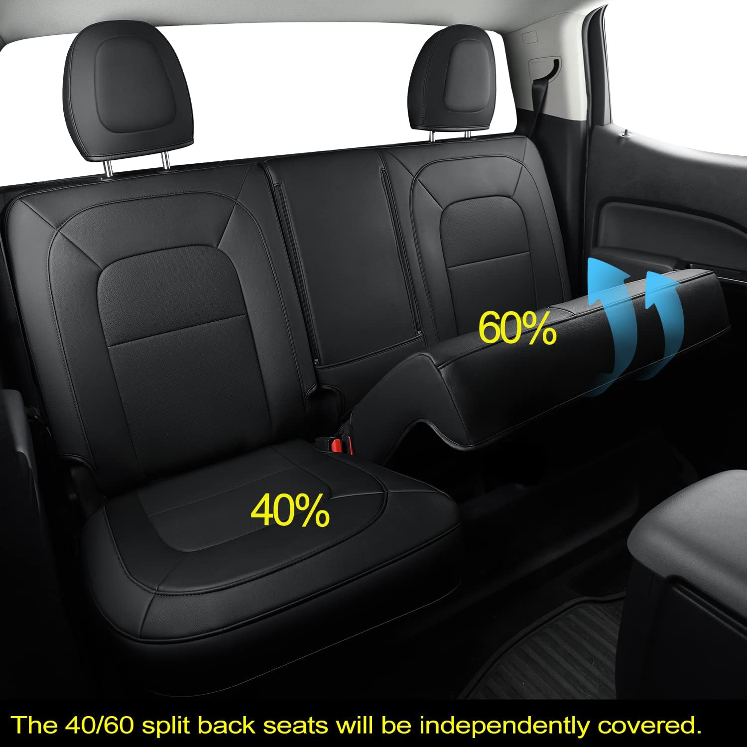 LUCKYMAN CLUB Chevy Colorado Seat Covers Full Set,fit for 2015-2025 Colorado Canyon Crew Cab Z71 LT ZR2 Work Truck with Water Proof Faux Leather