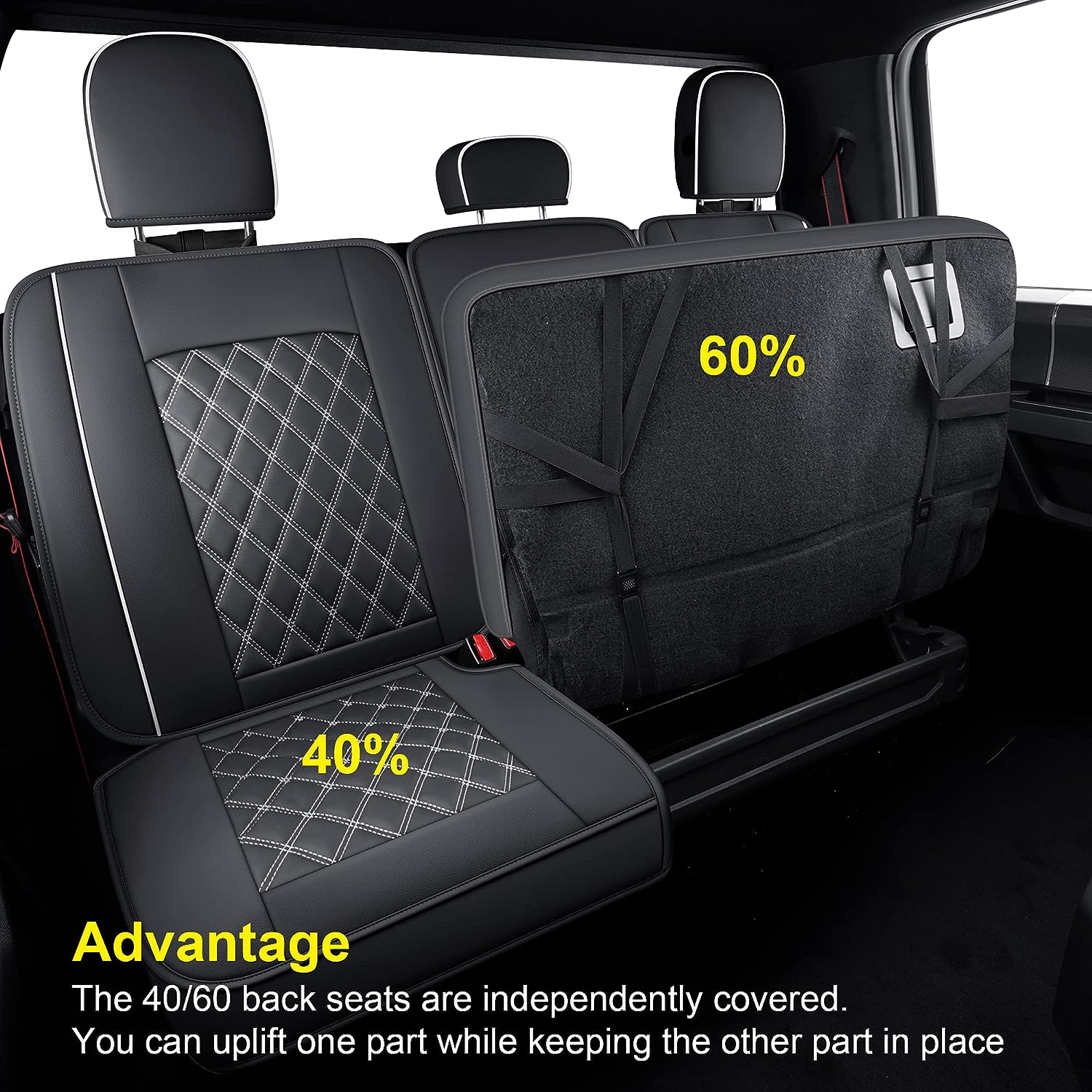 LUCKYMAN CLUB F150 Fauxledaj Sidlokoj Konvenaj por 2015-2024 F150 SuperCrew kaj 2017-2024 F250 F350 F450 Super Duty Crew Cab Pickup Trucks