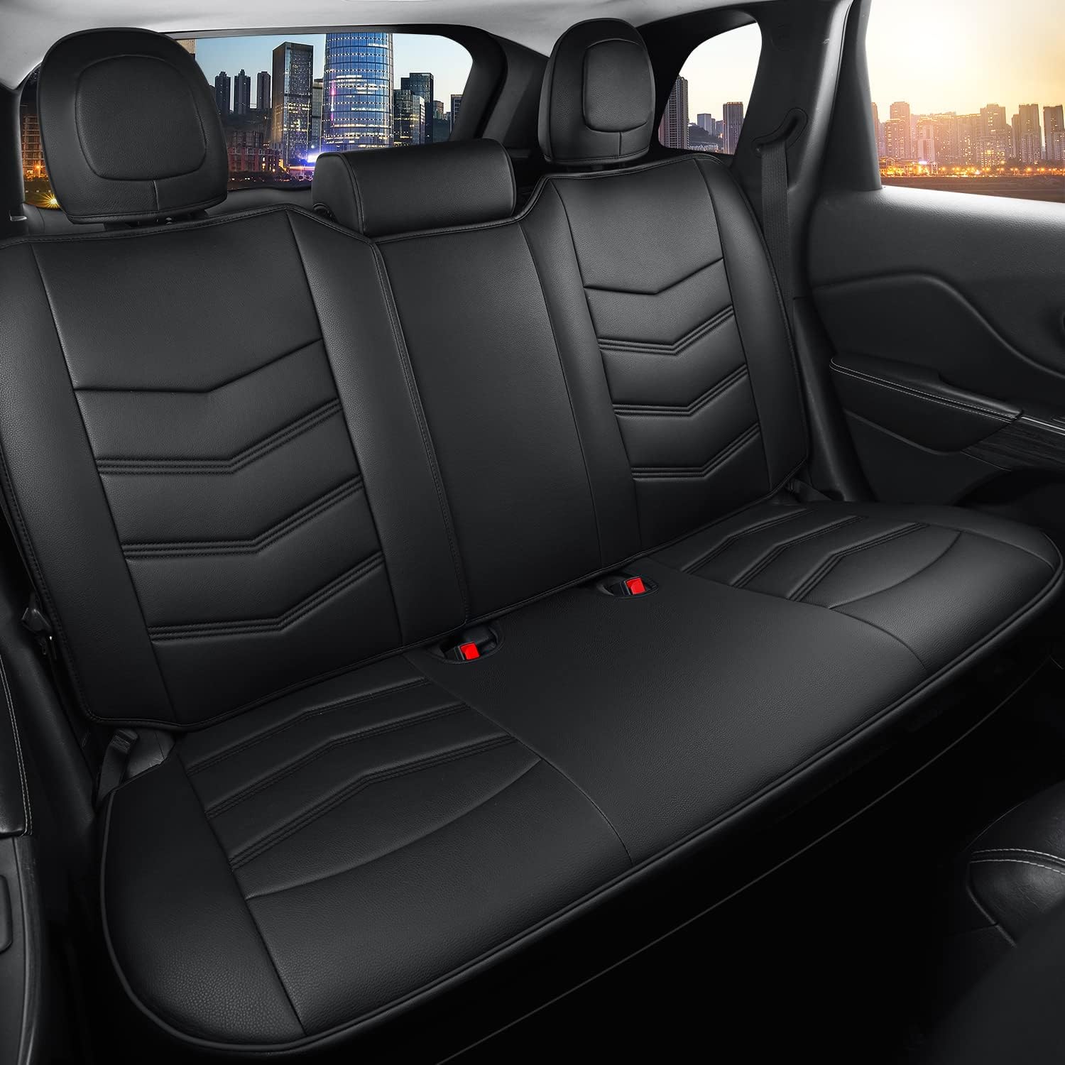 LUCKYMAN CLUB Jeep Cherokee Custom Seat Covers Fit 2014 2015 2016 2017 2018 2019 2020 2021 2022 2023 2024 2025 years Cushions with Waterproof Faux Leather Car Accessories