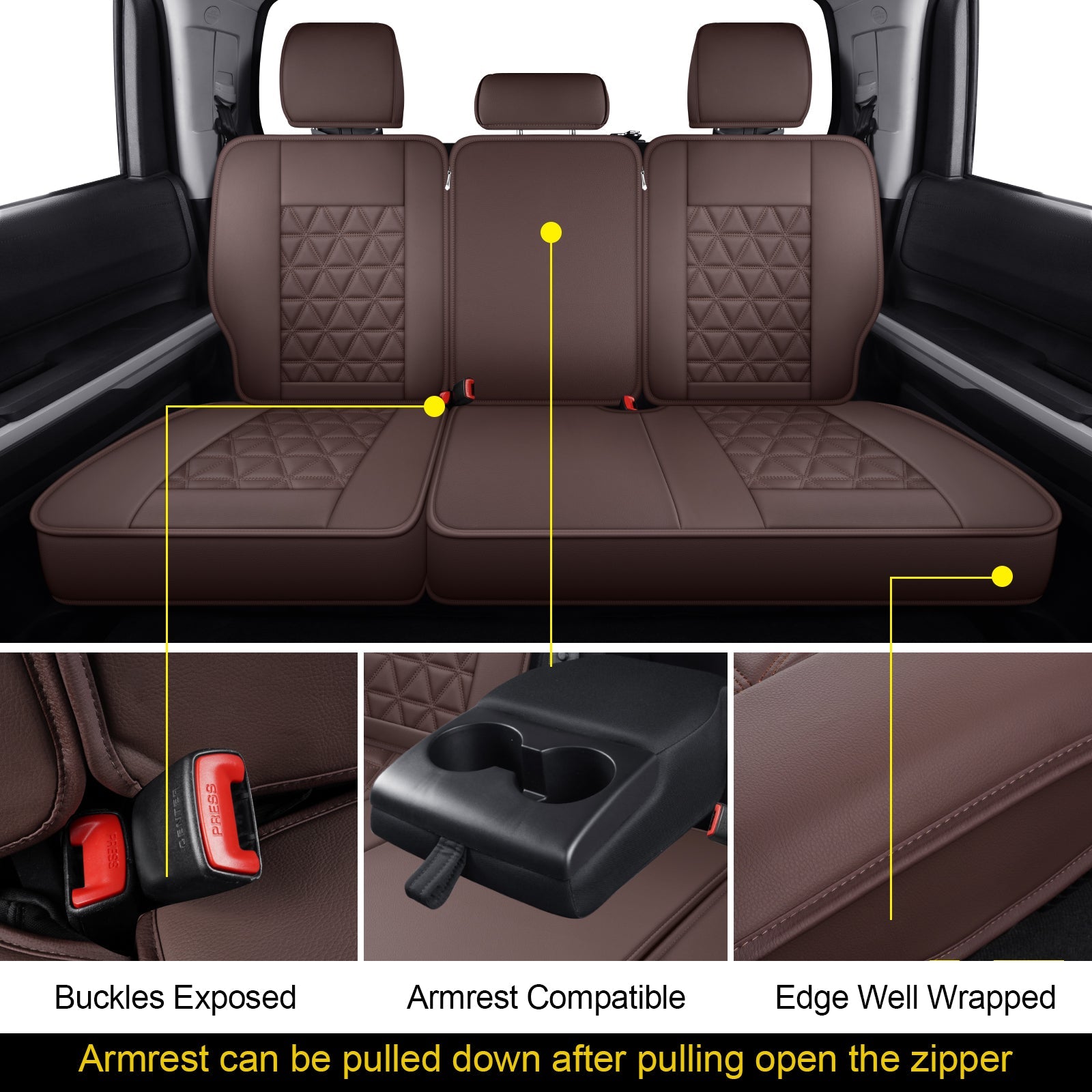 LUCKYMAN CLUB Tundra Seat Covers, Fit 2014-2025 Tundra Full Set Crew/CrewMax Cab, with Waterproof Faux Leather
