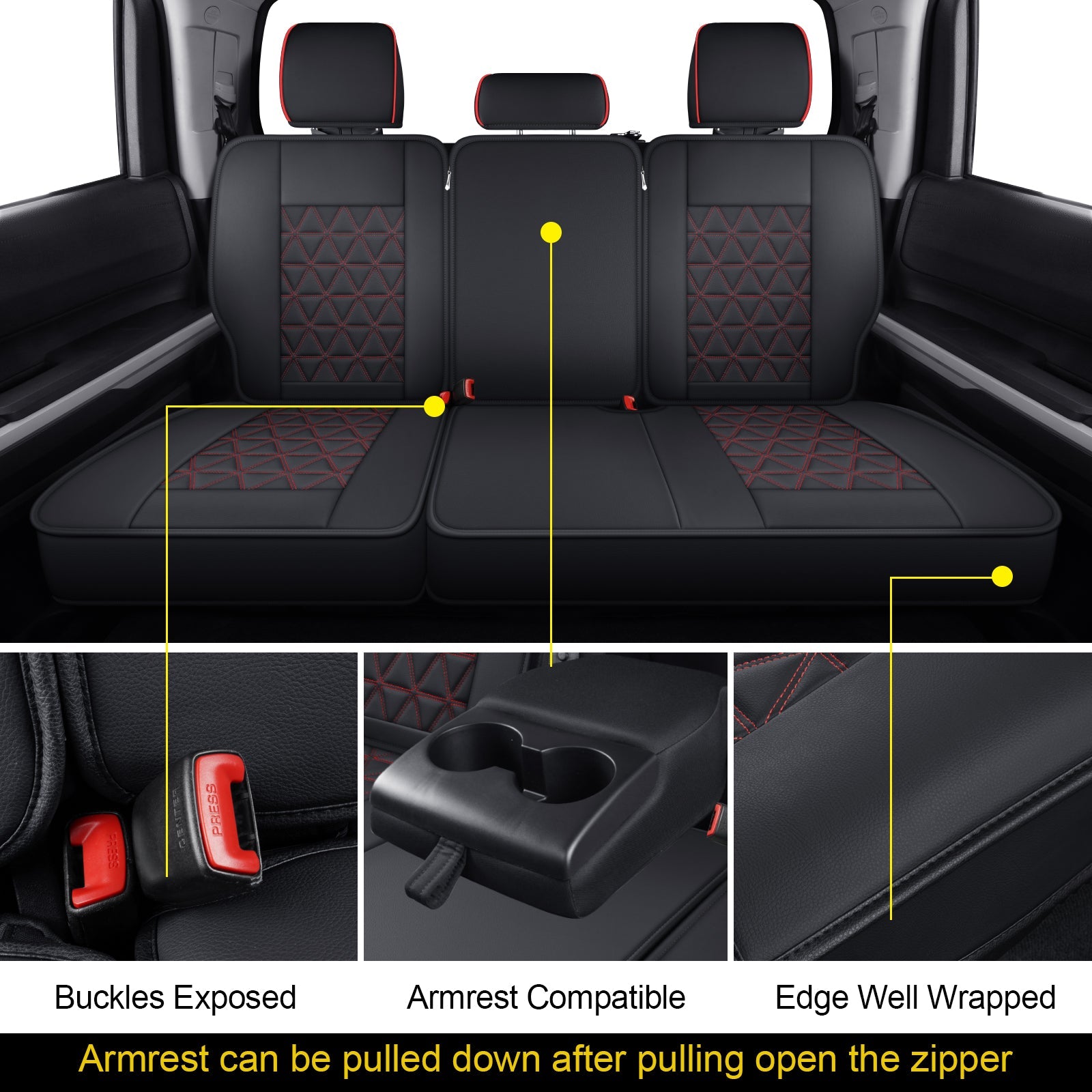 LUCKYMAN CLUB Tundra Seat Covers, Fit 2014-2025 Tundra Full Set Crew/CrewMax Cab, with Waterproof Faux Leather