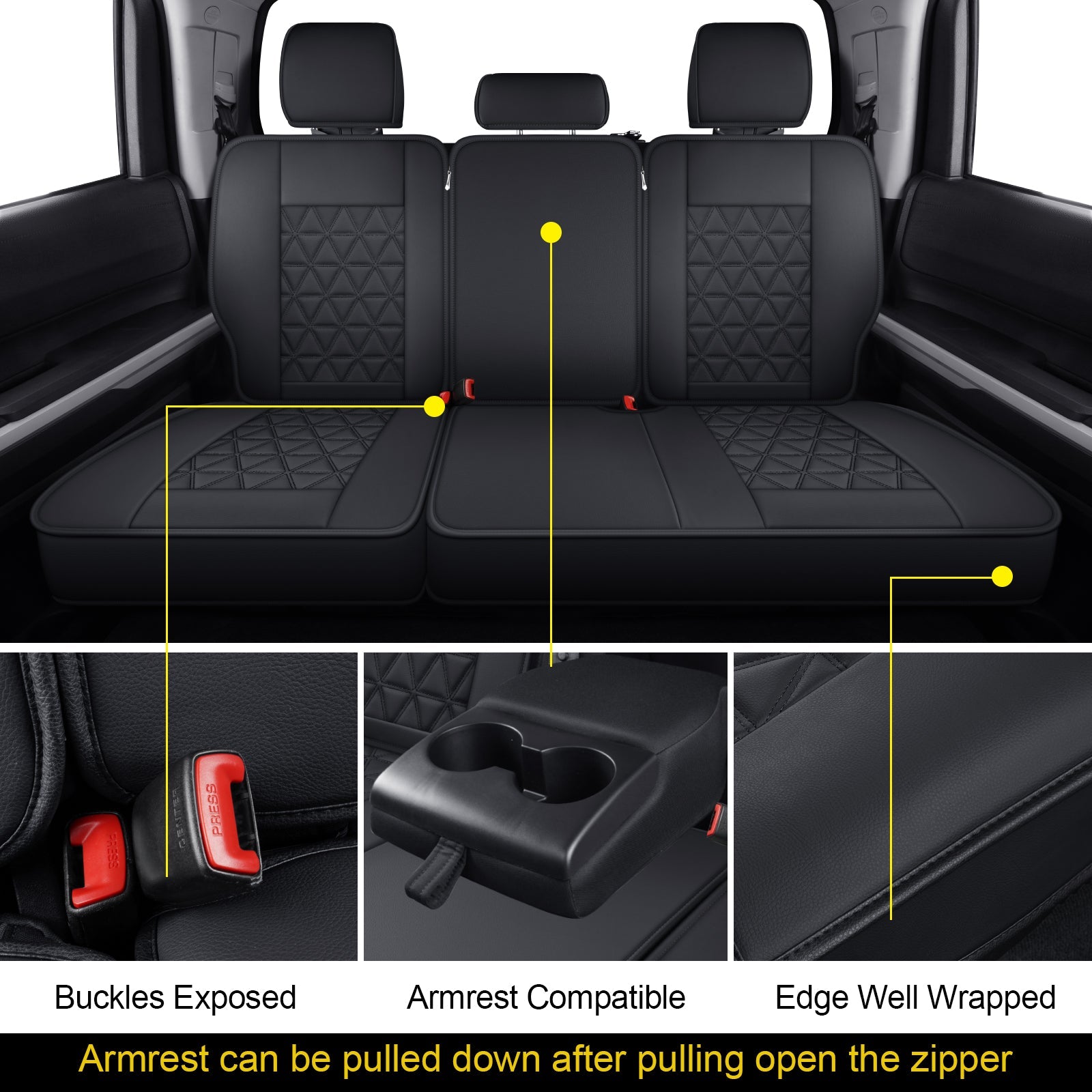 LUCKYMAN CLUB Tundra Seat Covers, Fit 2014-2025 Tundra Full Set Crew/CrewMax Cab, with Waterproof Faux Leather