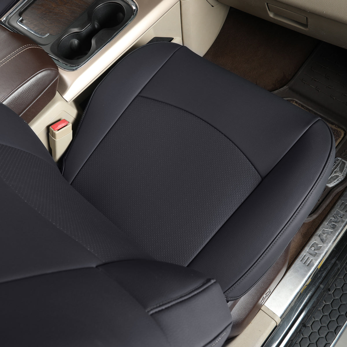 LUCKYMAN CLUB Ram 1500 2011-2025 Crew Cab Waterproof Seat Covers FullSet, Custom Fit Ram Bighorn Laramie Limited Rebel Longhorn Pickup with 4/6 Split Rear Seat