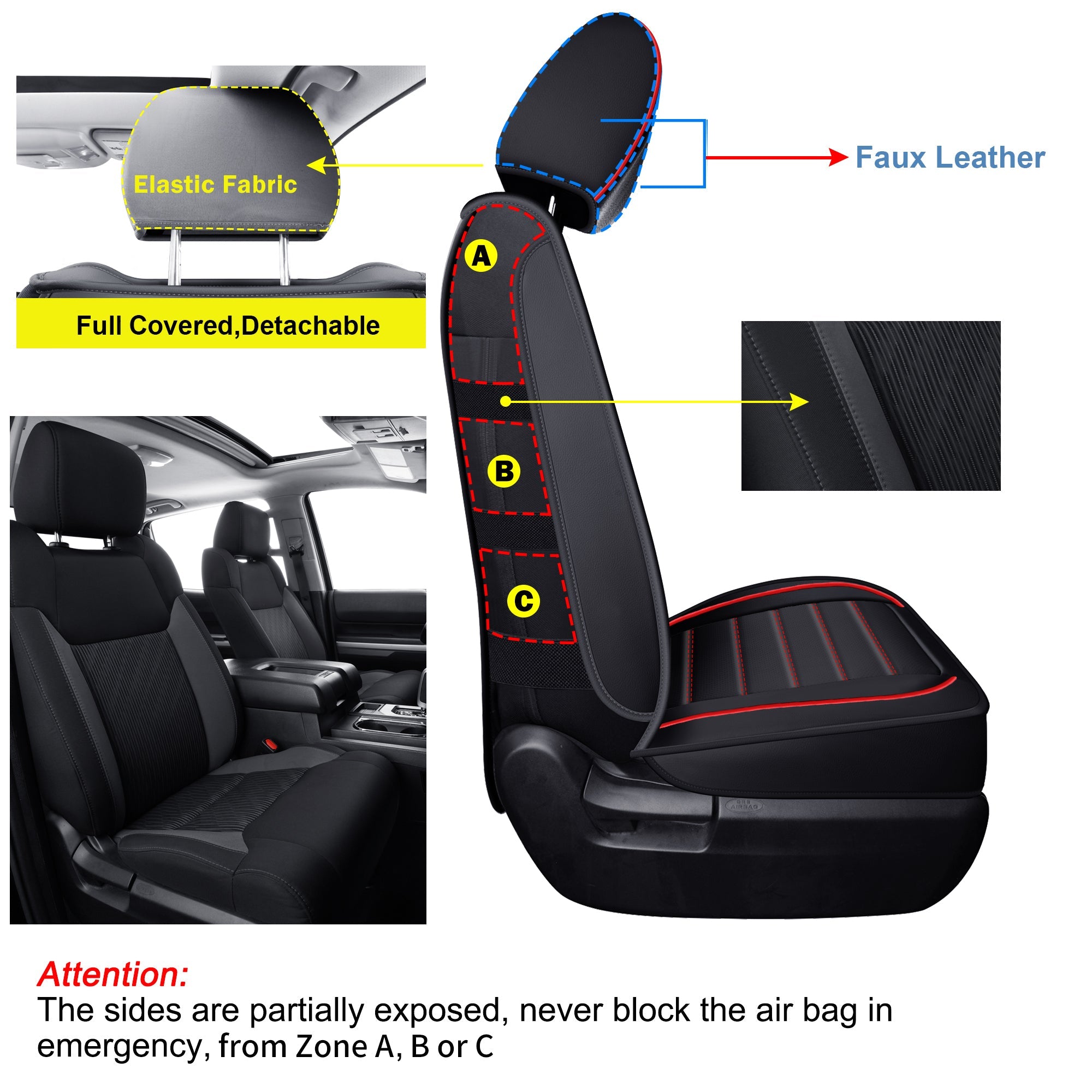 LUCKYMAN CLUB Tundra Customisation Seat Covers with Faux Leather fit for 2014-2025 Tundra Crew, CrewMax, and Double/Extended Cab; Acceptably fit for 2007-2013 Tundra pickups