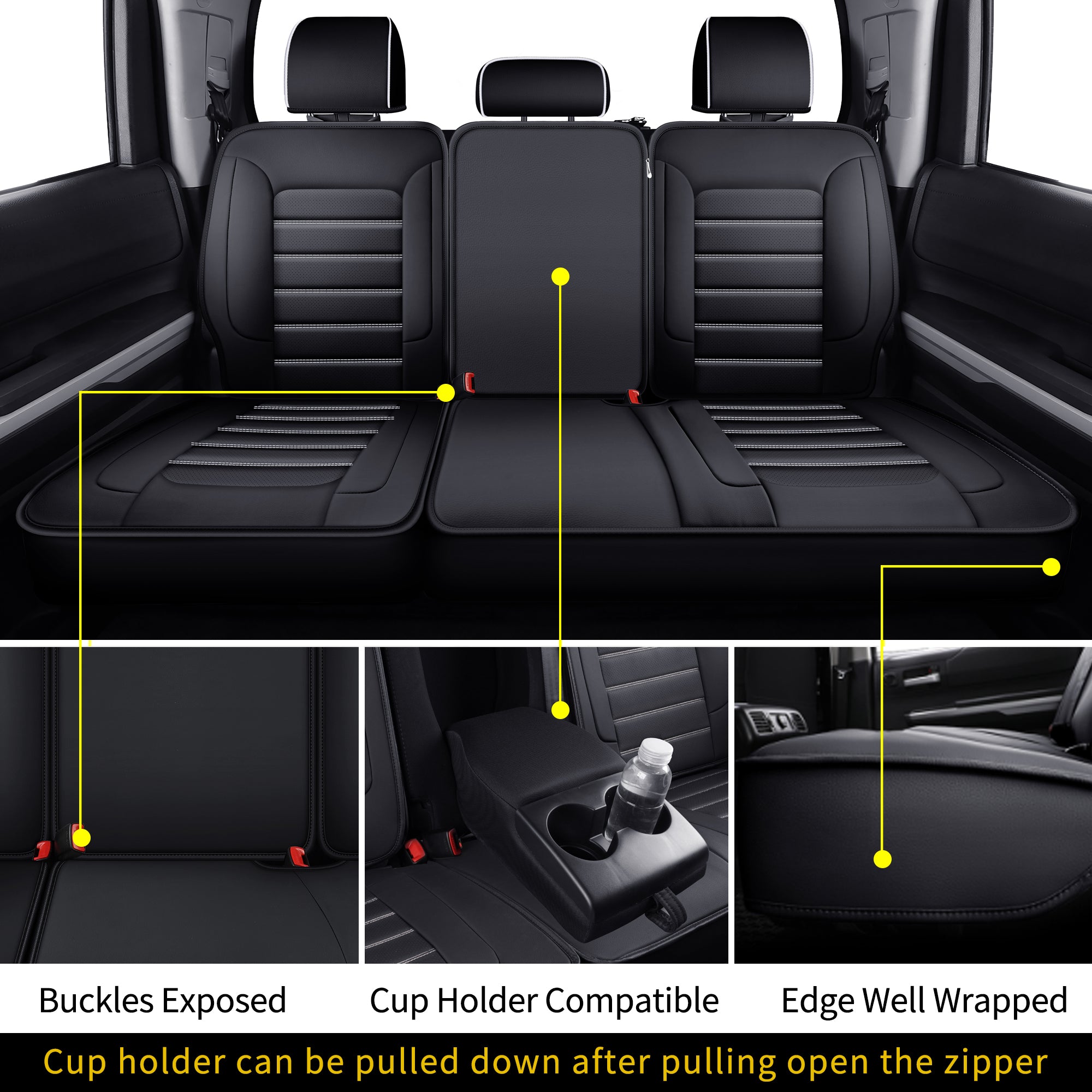 LUCKYMAN CLUB Tundra Customisation Seat Covers with Faux Leather fit for 2014-2025 Tundra Crew, CrewMax, and Double/Extended Cab; Acceptably fit for 2007-2013 Tundra pickups