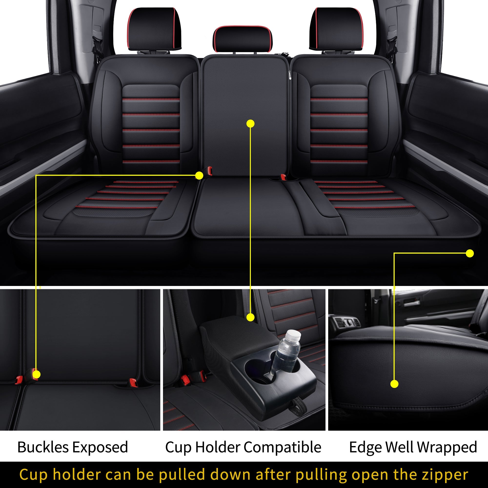 LUCKYMAN CLUB Tundra Customisation Seat Covers with Faux Leather fit for 2014-2025 Tundra Crew, CrewMax, and Double/Extended Cab; Acceptably fit for 2007-2013 Tundra pickups