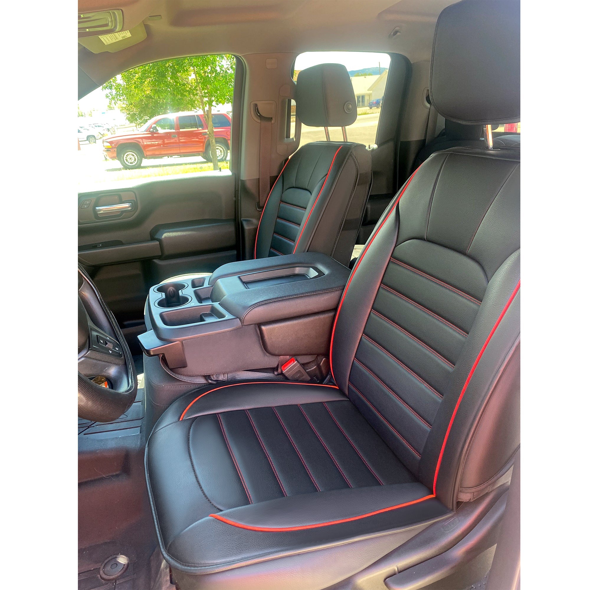 LUCKYMAN CLUB Silverado-Sitzbezüge passend für 2007–2024 Chevy Silverado Sierra 1500/2500 HD / 3500 HD Crew, Double, Extended Cab mit wasserdichtem Kunstleder 