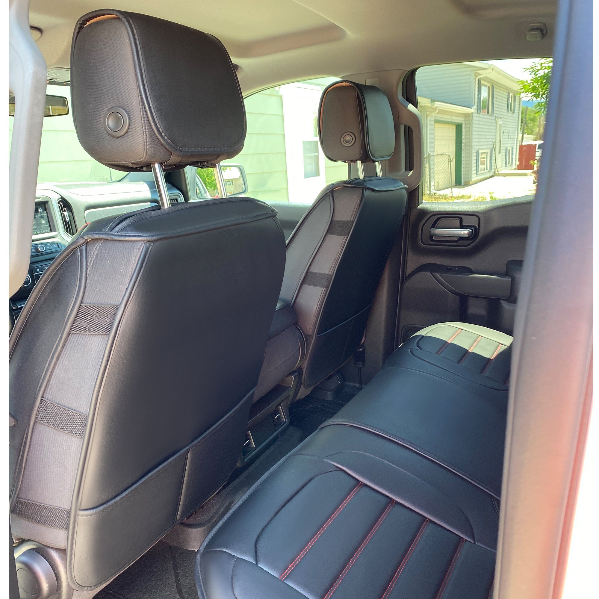 LUCKYMAN CLUB Silverado-Sitzbezüge passend für 2007–2024 Chevy Silverado Sierra 1500/2500 HD / 3500 HD Crew, Double, Extended Cab mit wasserdichtem Kunstleder 