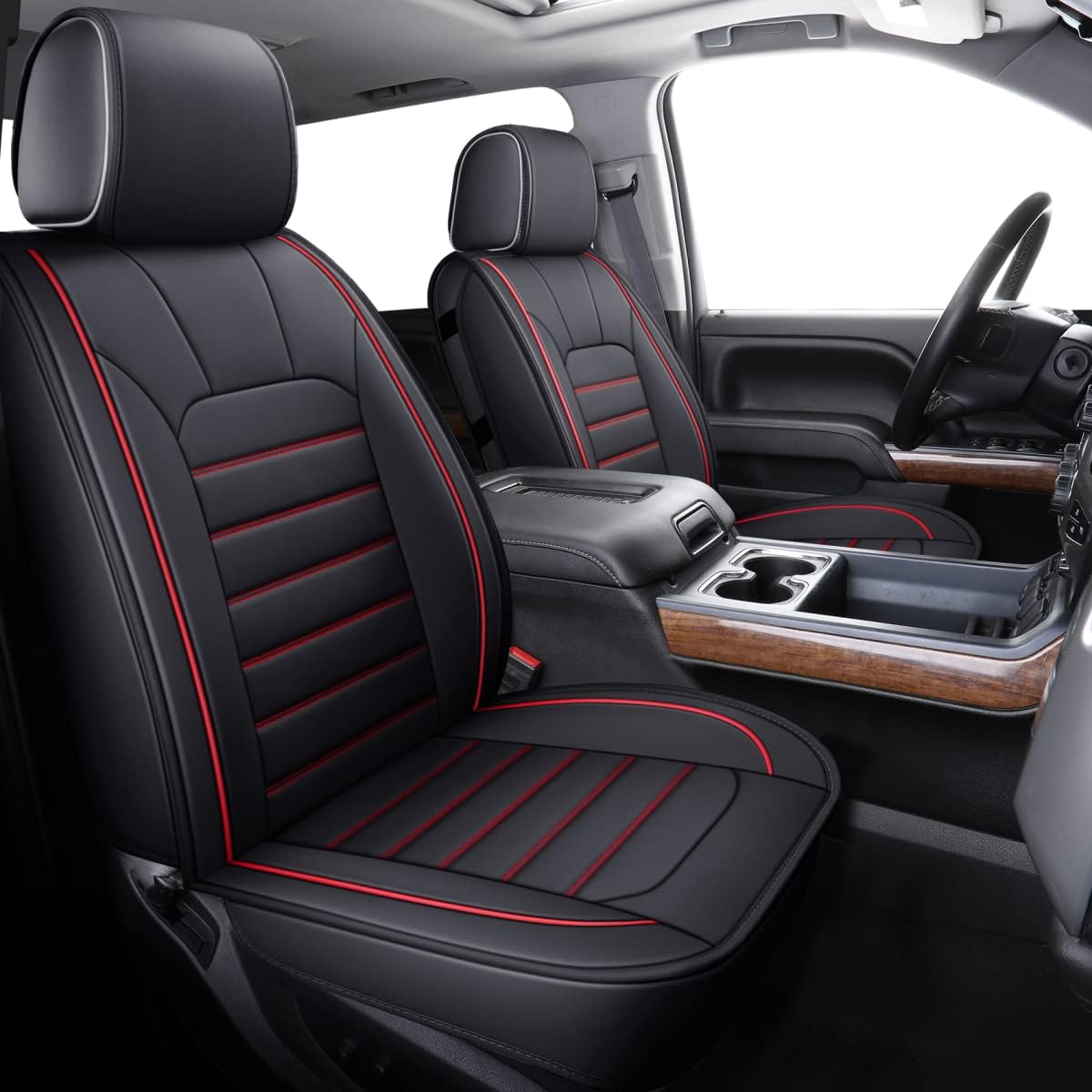 LUCKYMAN CLUB Silverado-Sitzbezüge passend für 2007–2024 Chevy Silverado Sierra 1500/2500 HD / 3500 HD Crew, Double, Extended Cab mit wasserdichtem Kunstleder 