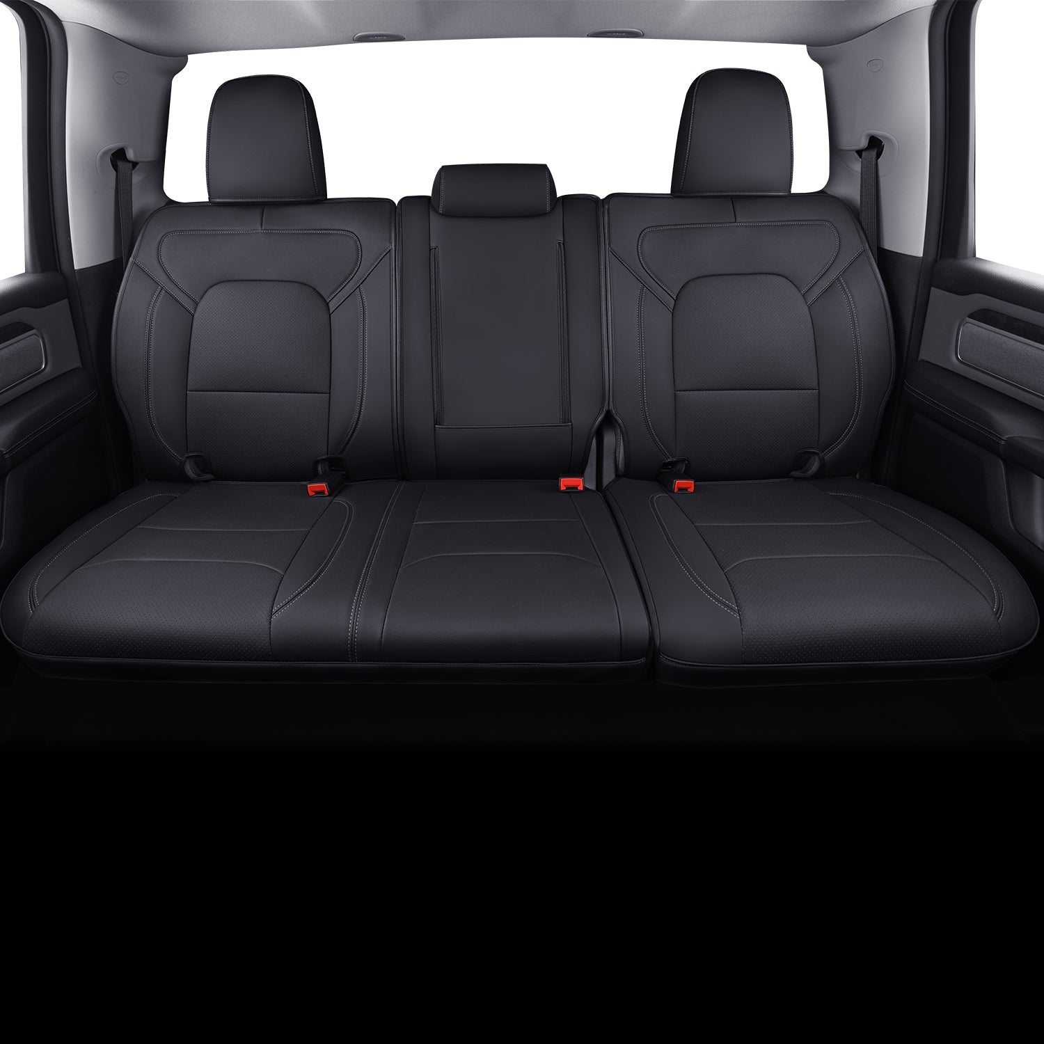 LUCKYMAN CLUB Ram 1500 2011-2025 Crew Cab Waterproof Seat Covers FullSet, Custom Fit Ram Bighorn Laramie Limited Rebel Longhorn Pickup with 4/6 Split Rear Seat